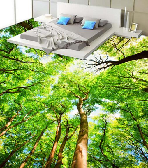 3D Forest Treetops Floor Mural Wallpaper AJ Wallpaper 2
