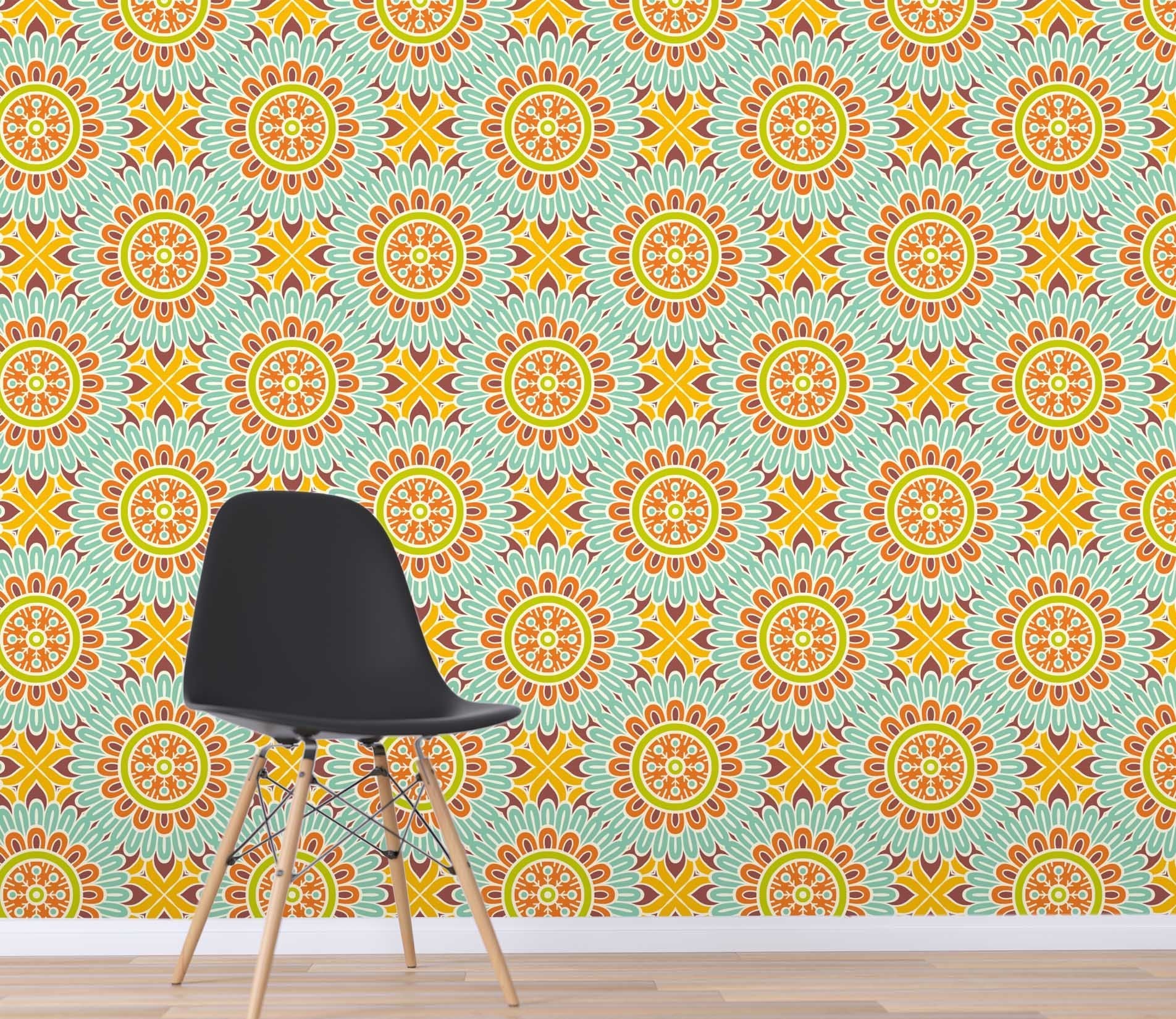 3D Orange Flower Pattern 305 Wallpaper AJ Wallpaper