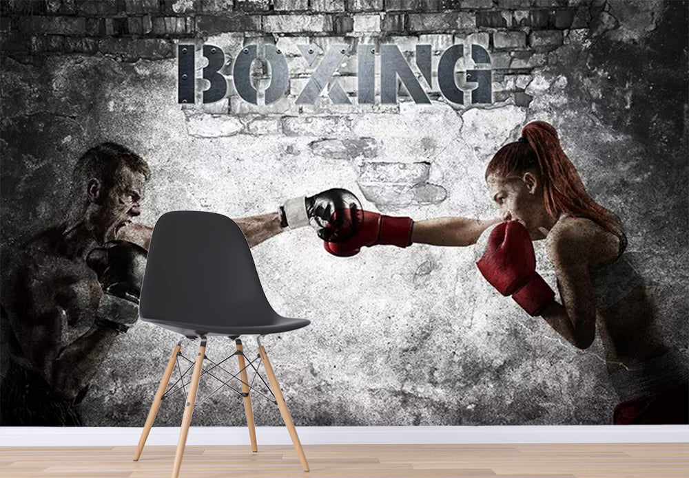 3D Boxing Woman WC454 Wall Murals