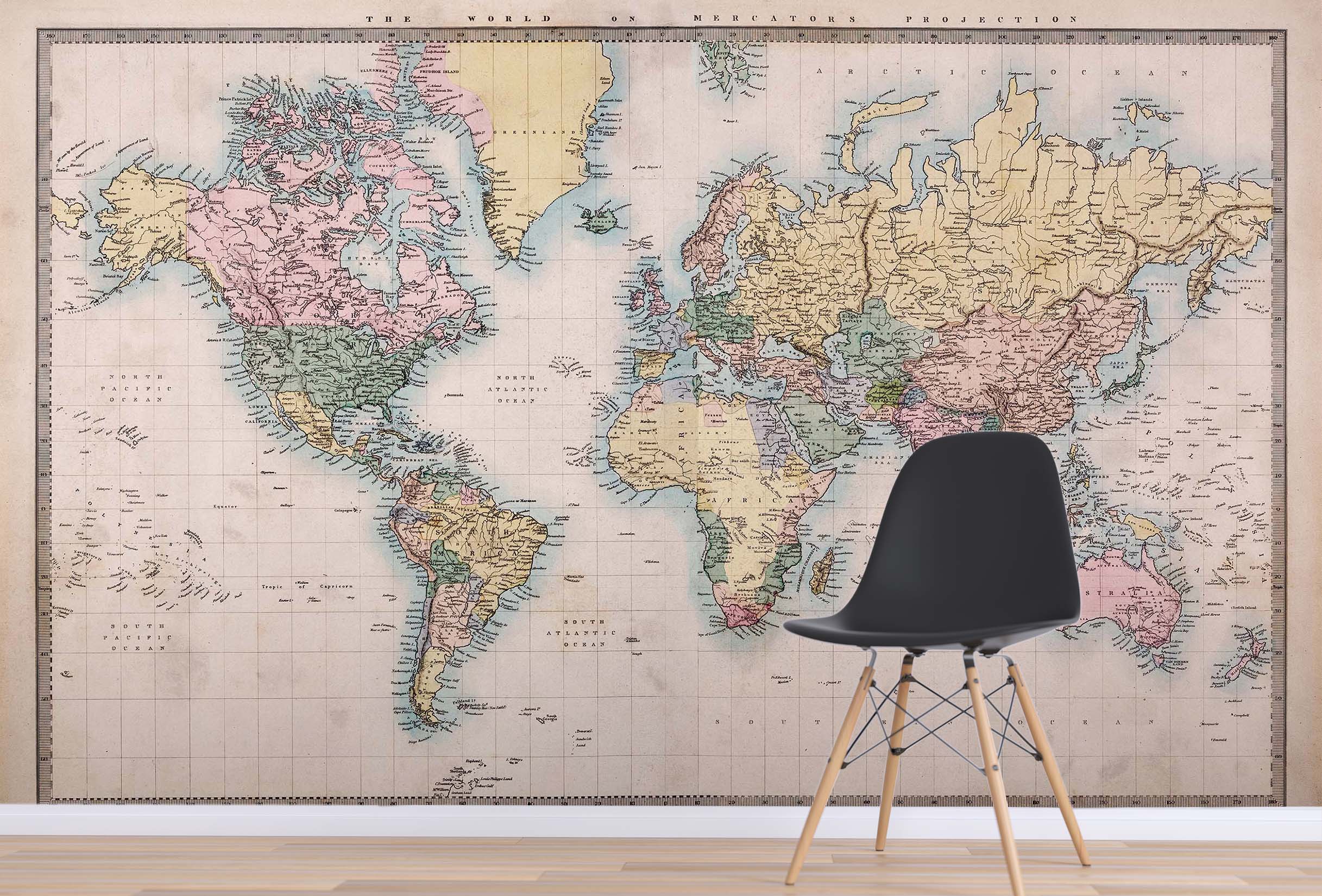 3D Retro World Map 121 Wall Murals Wallpaper AJ Wallpaper 2