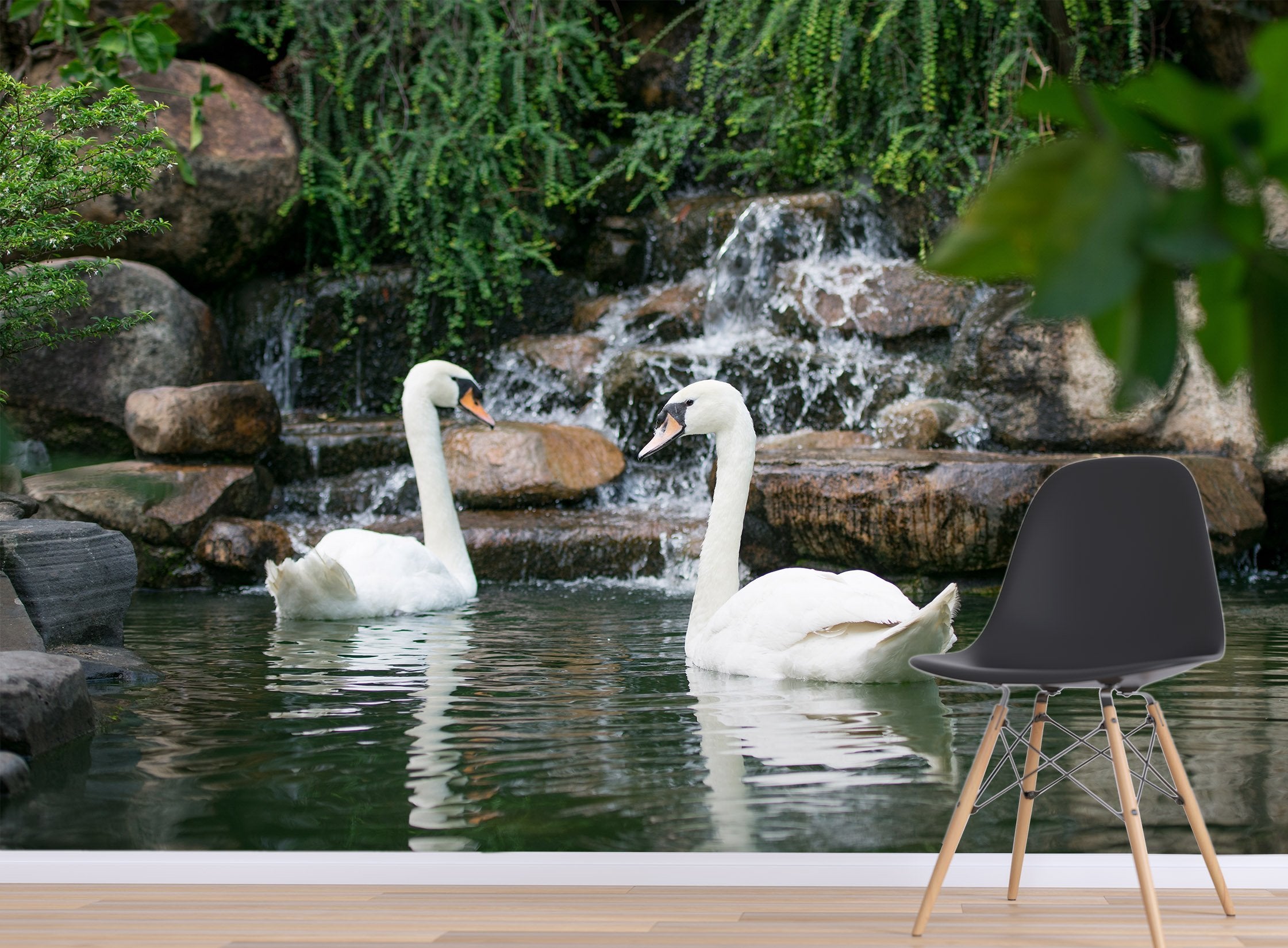 3D Rockery Swan 239 Wallpaper AJ Wallpaper