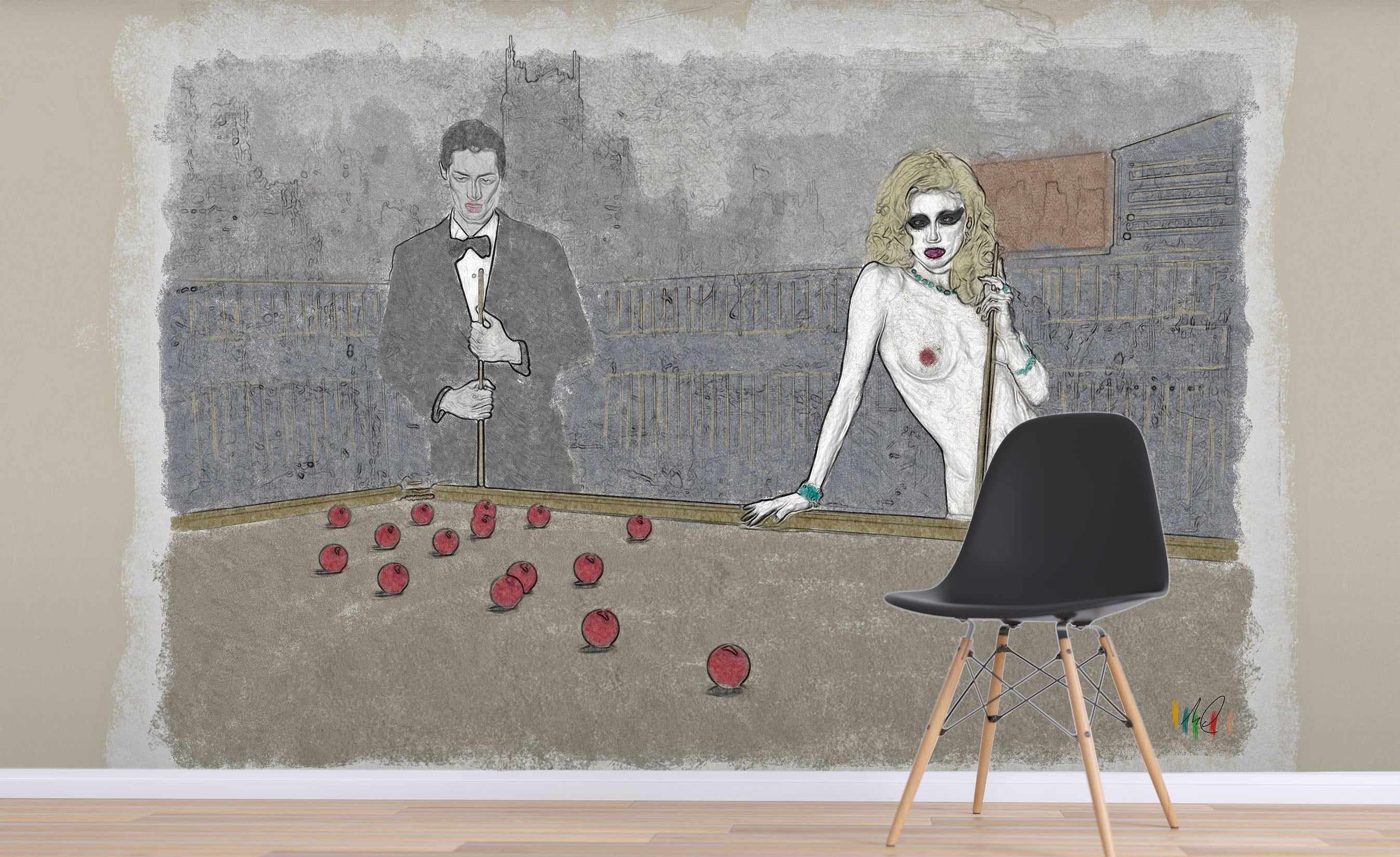 3D Oil Painting Dating Couple 1412 Marco Cavazzana Wall Mural Wall Murals