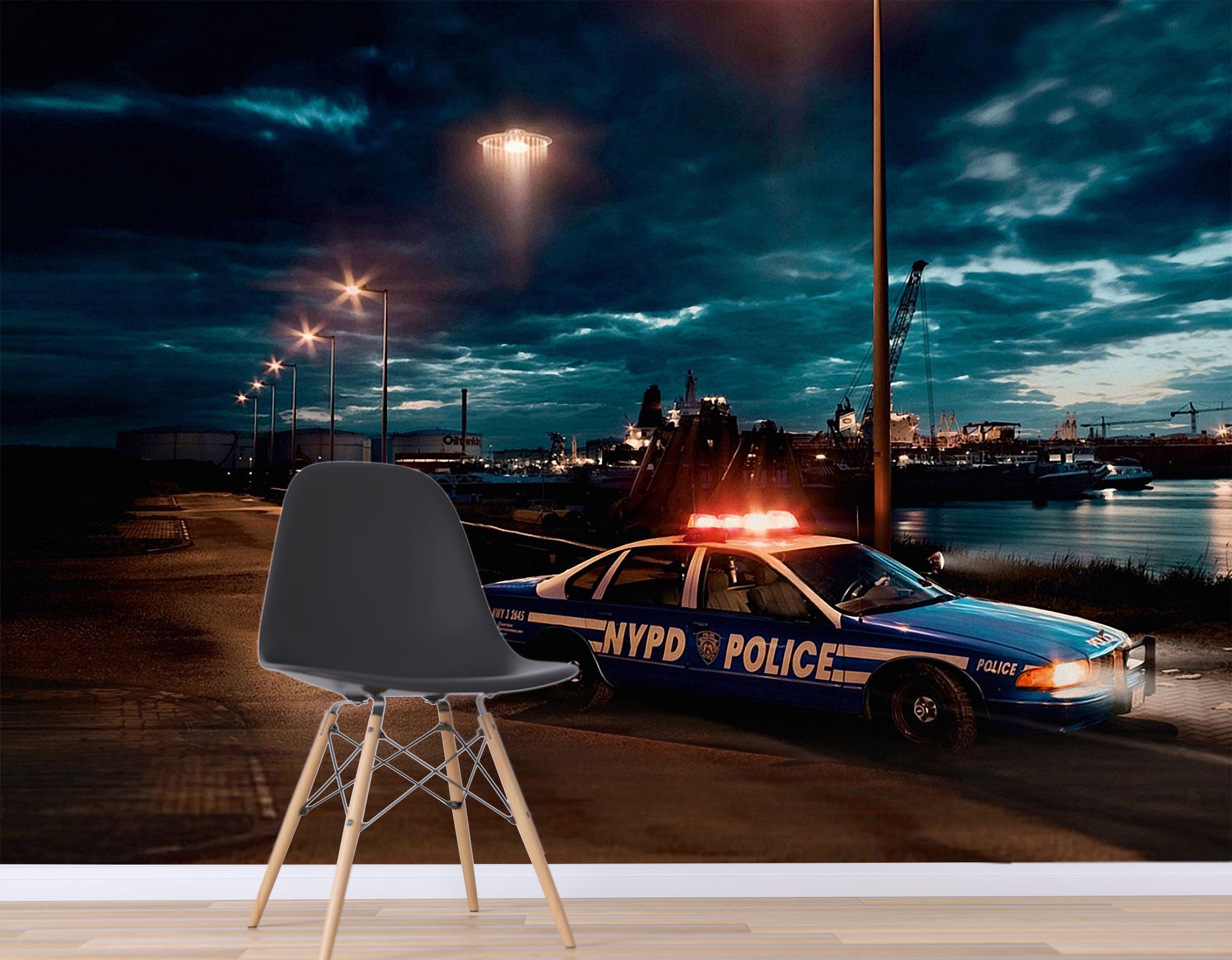 3D Car Night 034 Wall Murals