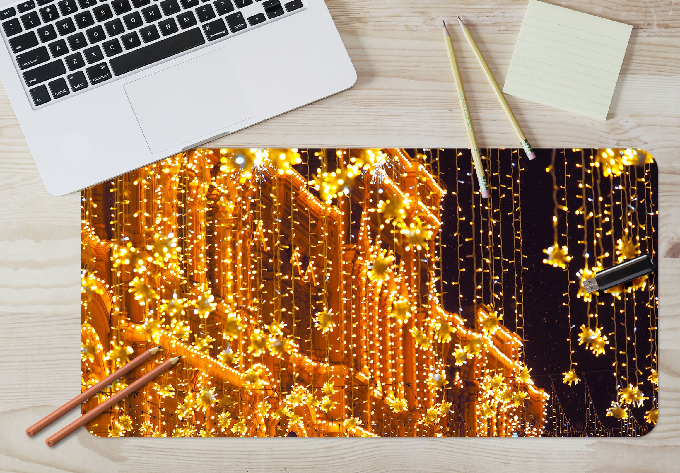 3D String Light Building 53214 Christmas Desk Mat Xmas