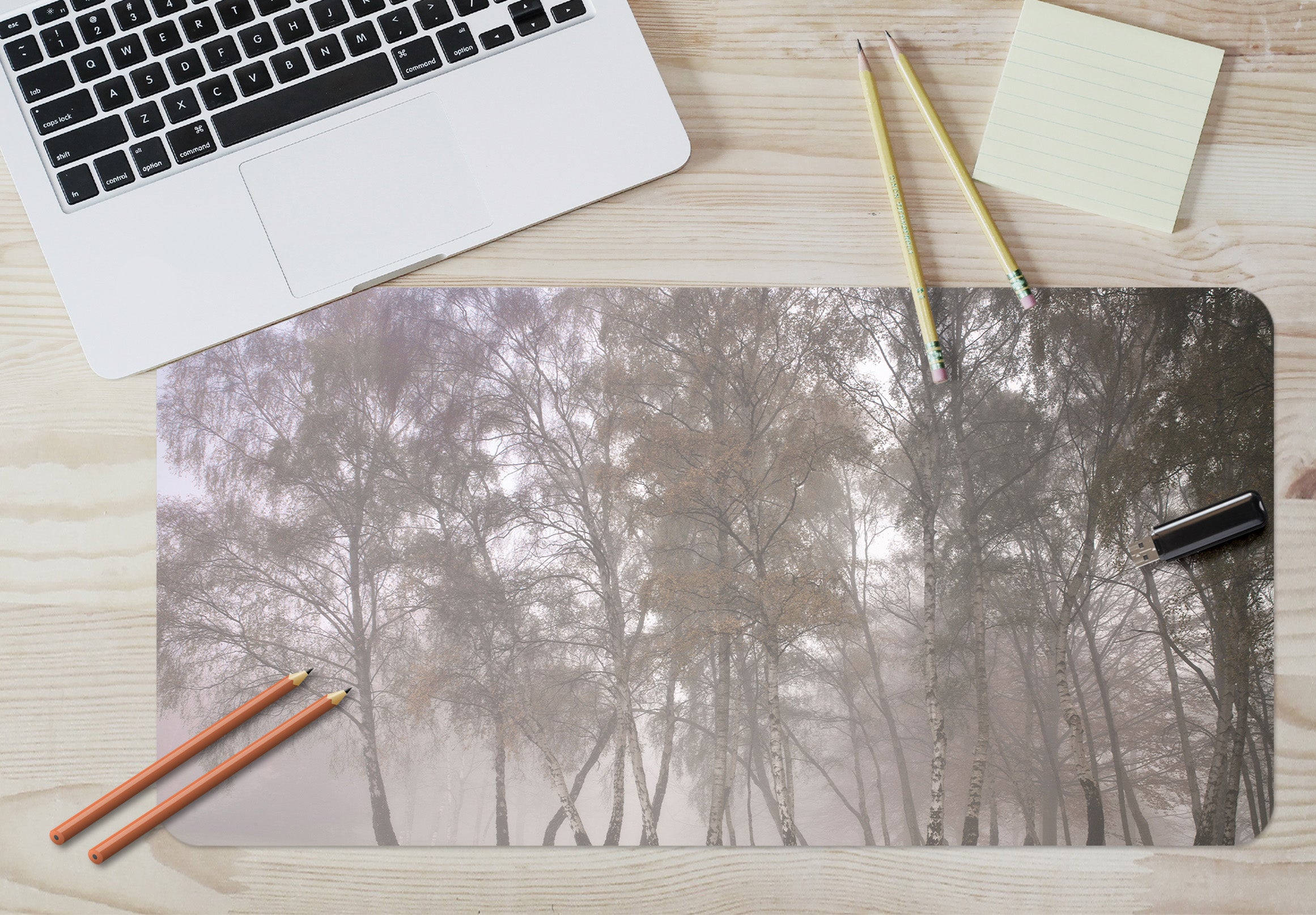 3D Foggy Forest 7716 Assaf Frank Desk Mat