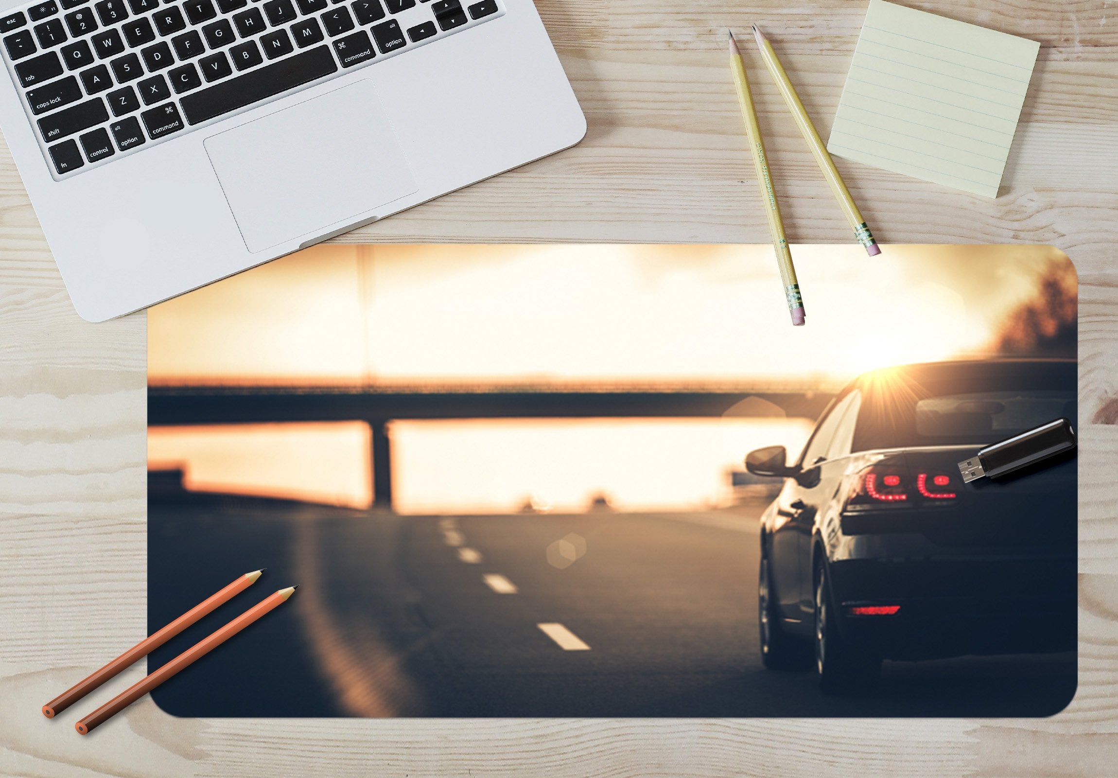 3D Sunset Highway 011 Desk Mat Mat AJ Creativity Home