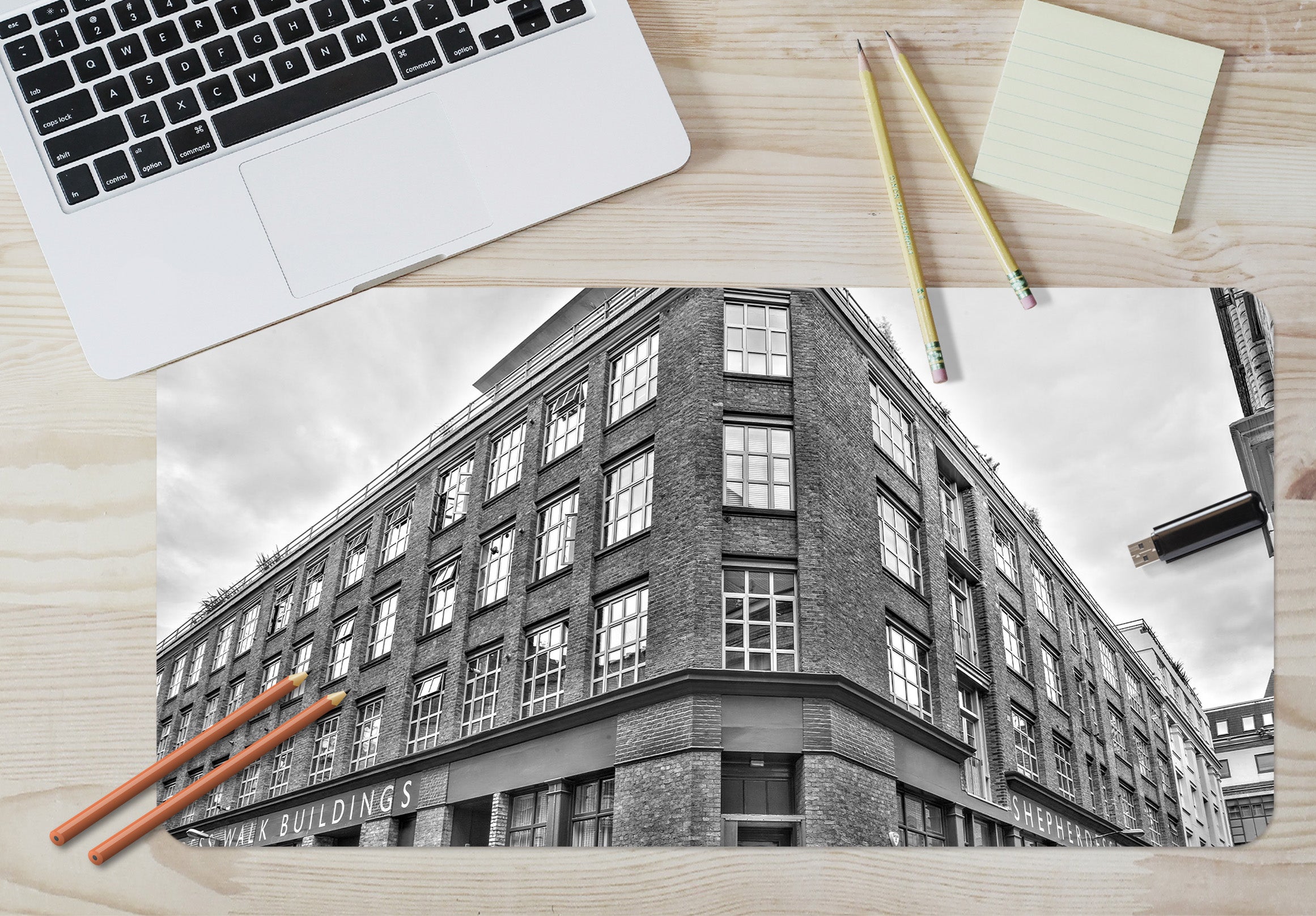 3D Gray Building 7719 Assaf Frank Desk Mat