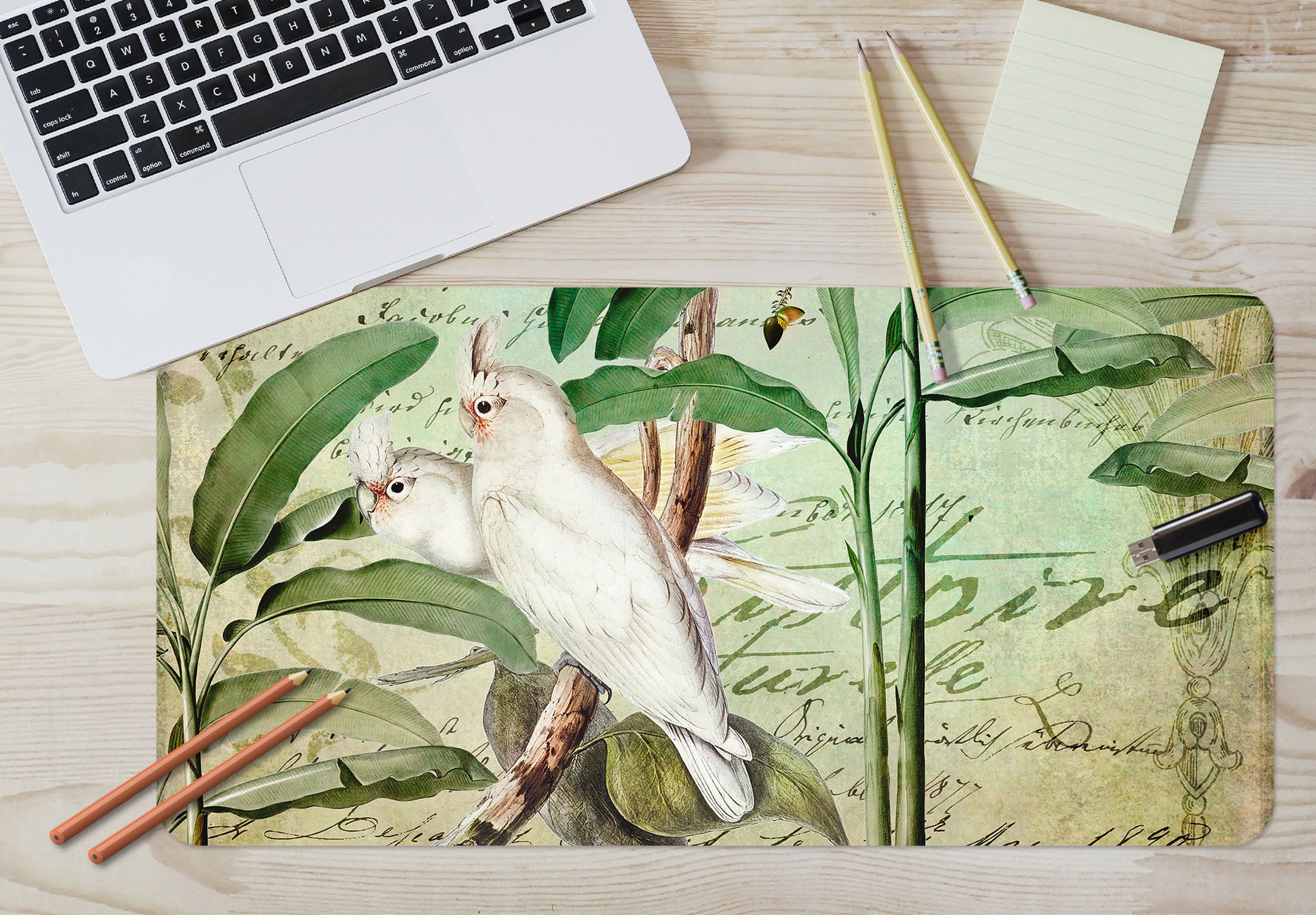 3D White Bird 5231 Andrea Haase Desk Mat