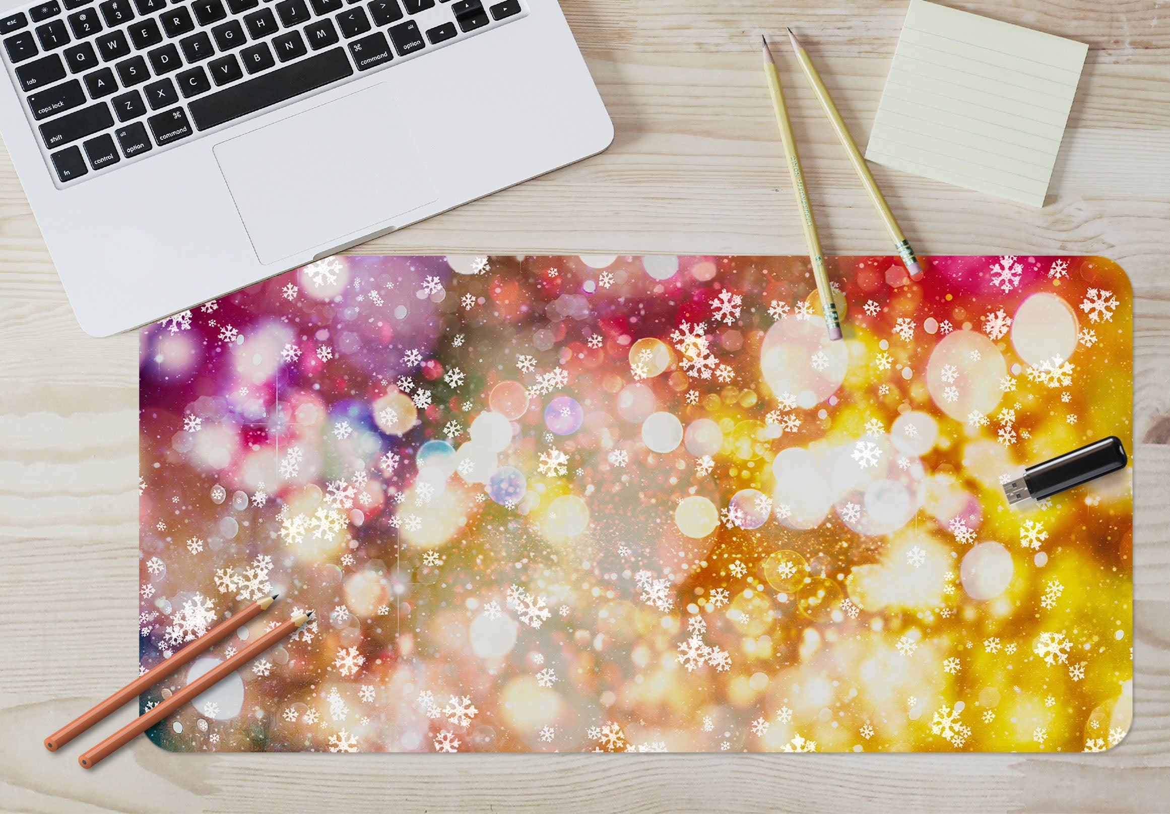 3D Snowflake Light Shadow 53210 Christmas Desk Mat Xmas