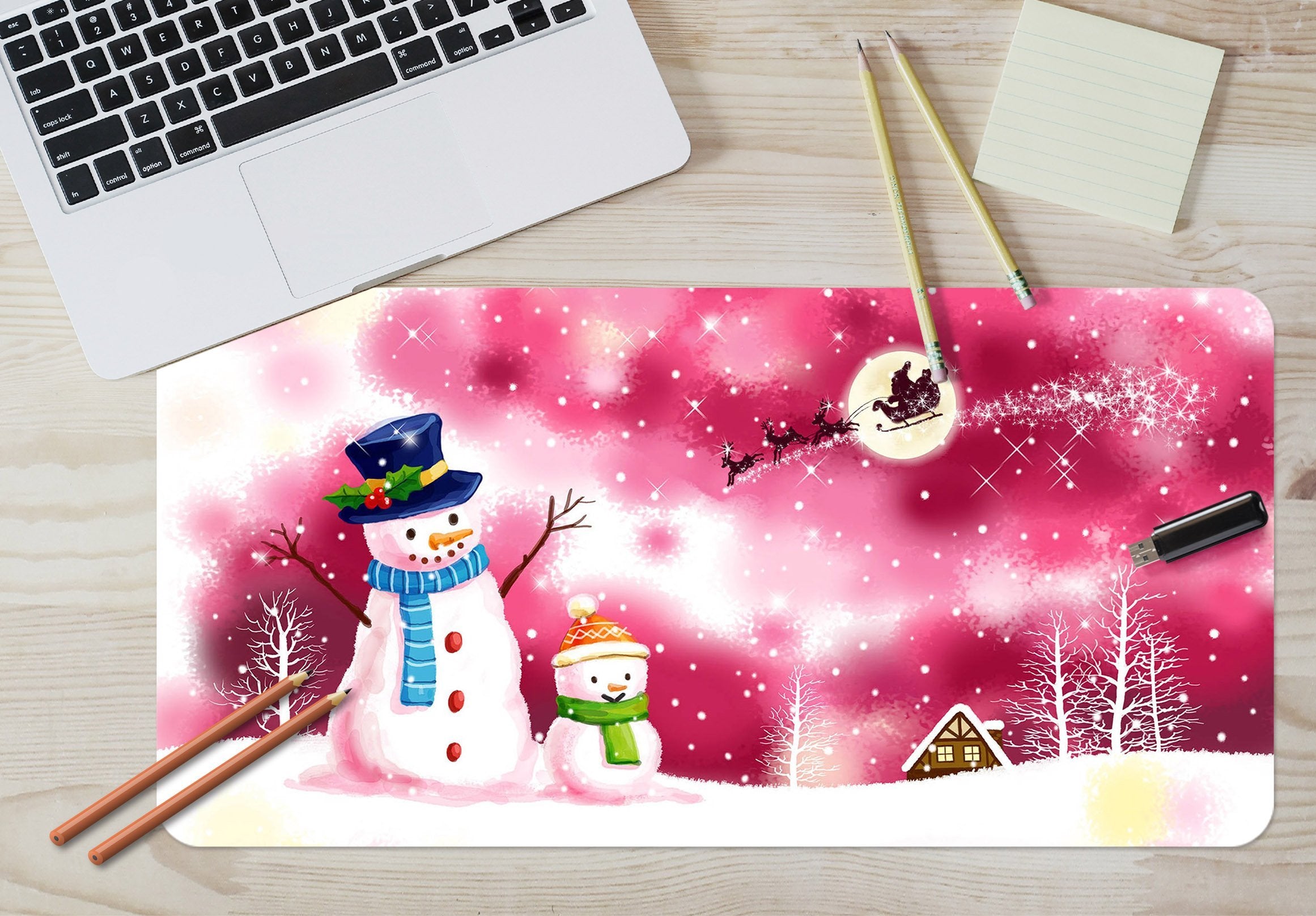 3D Cute Snowman 003 Desk Mat Mat AJ Creativity Home