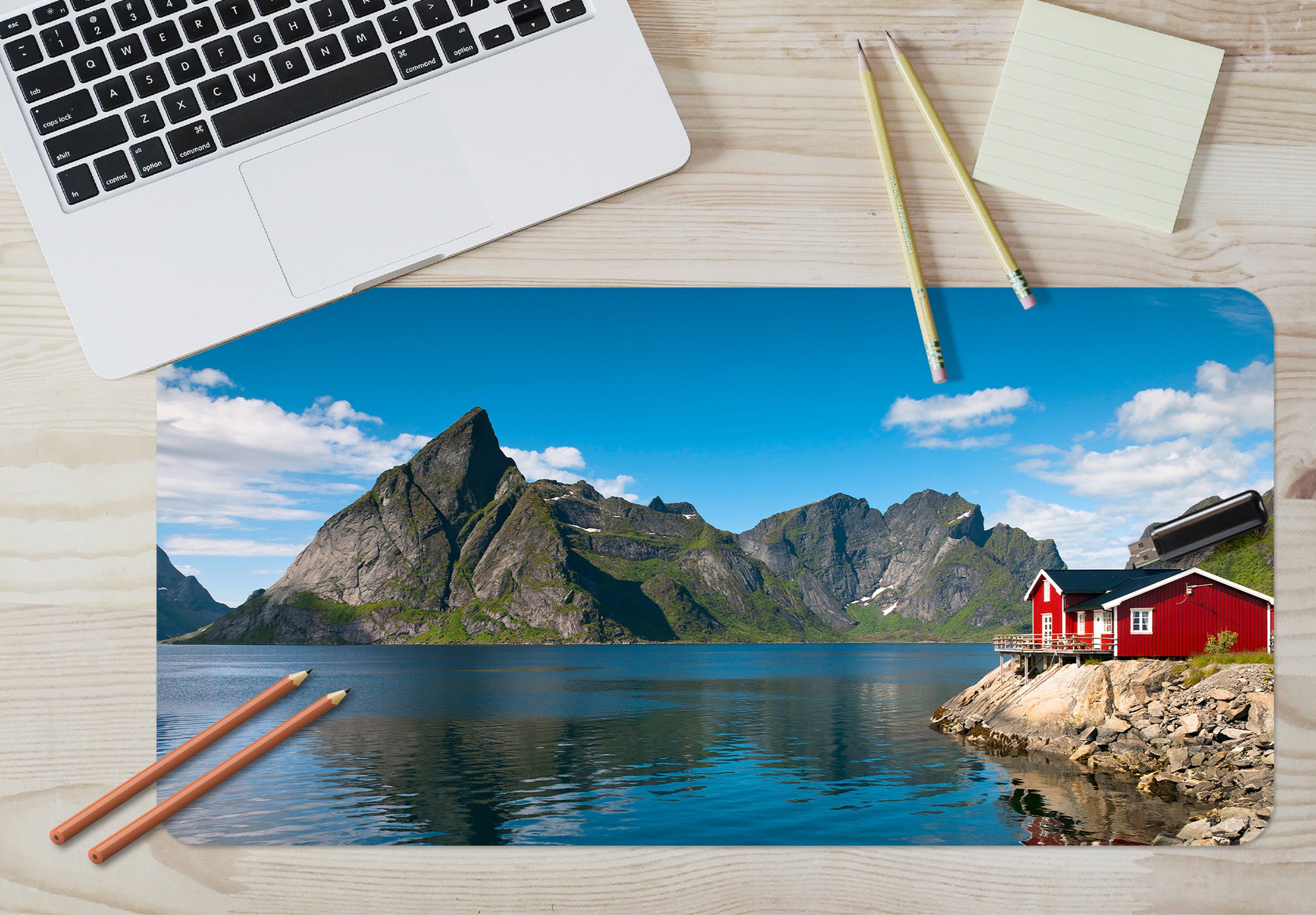 3D Blue Lake 7712 Assaf Frank Desk Mat