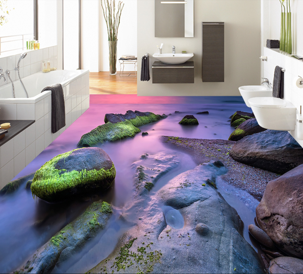 3D Purple Island 519 Floor Mural Wallpaper Murals Rug & Mat Print Epoxy waterproof bath floor