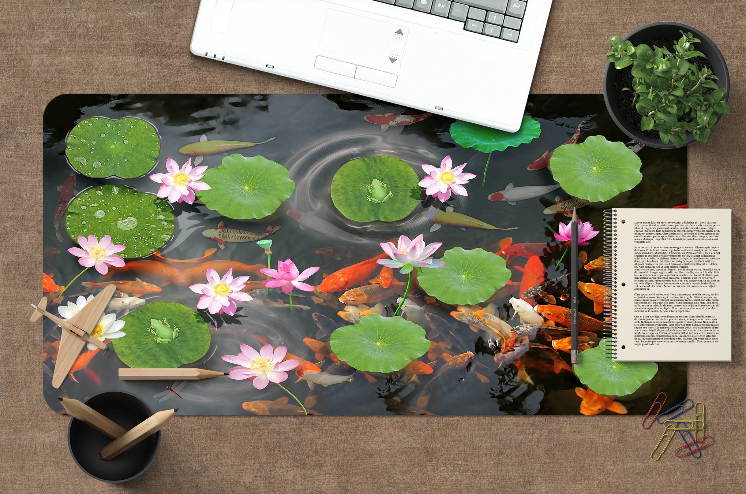 3D Pond Lotus Leaf 015 Desk Mat Mat AJ Creativity Home