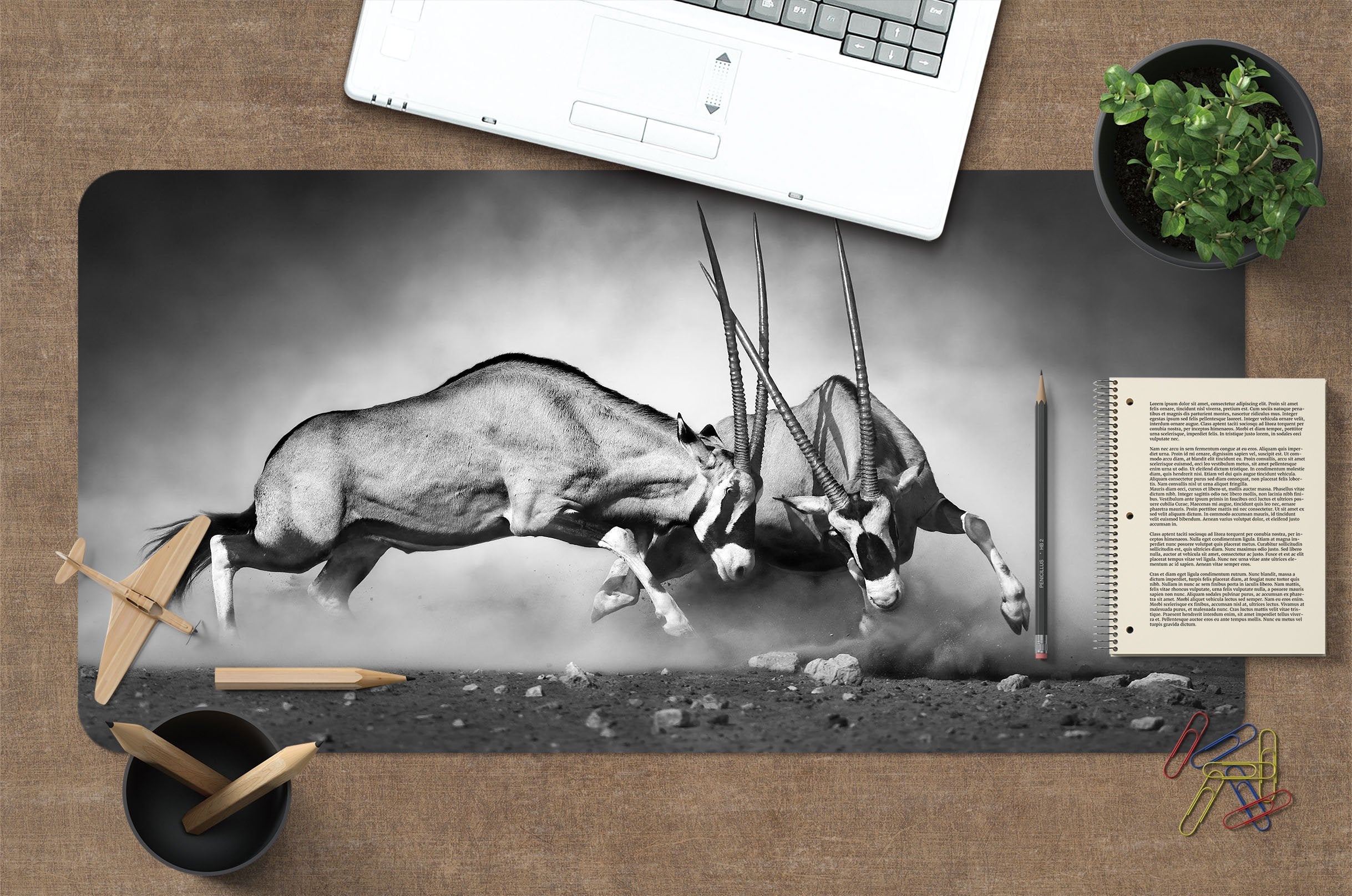 3D Antelope Battle 135 Desk Mat Mat AJ Creativity Home