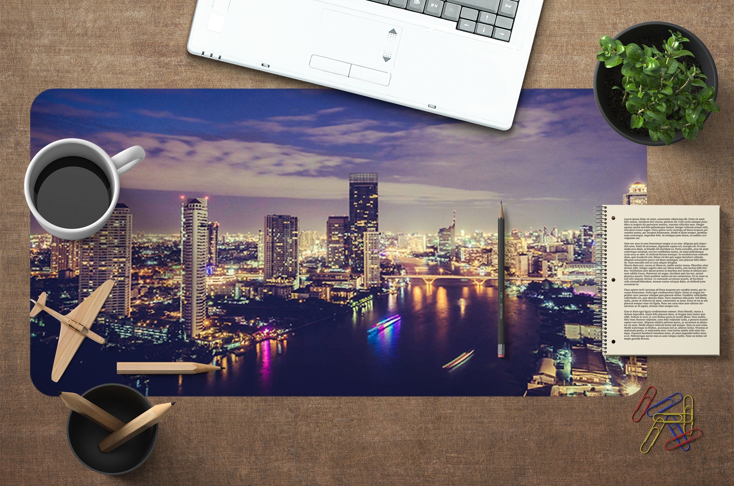 3D Night City 018 Desk Mat Mat AJ Creativity Home