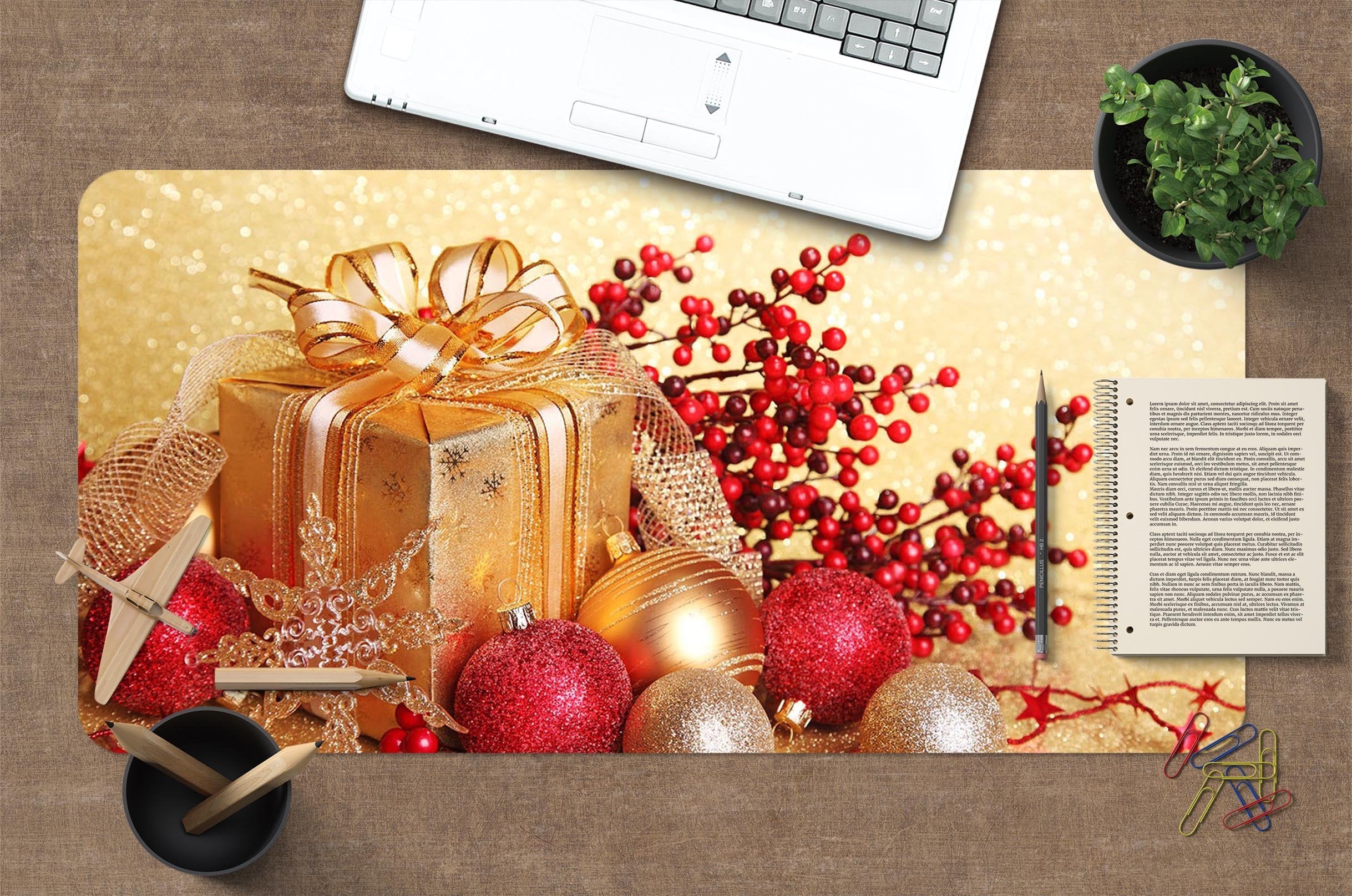 3D Golden Gift Box 040 Desk Mat Mat AJ Creativity Home