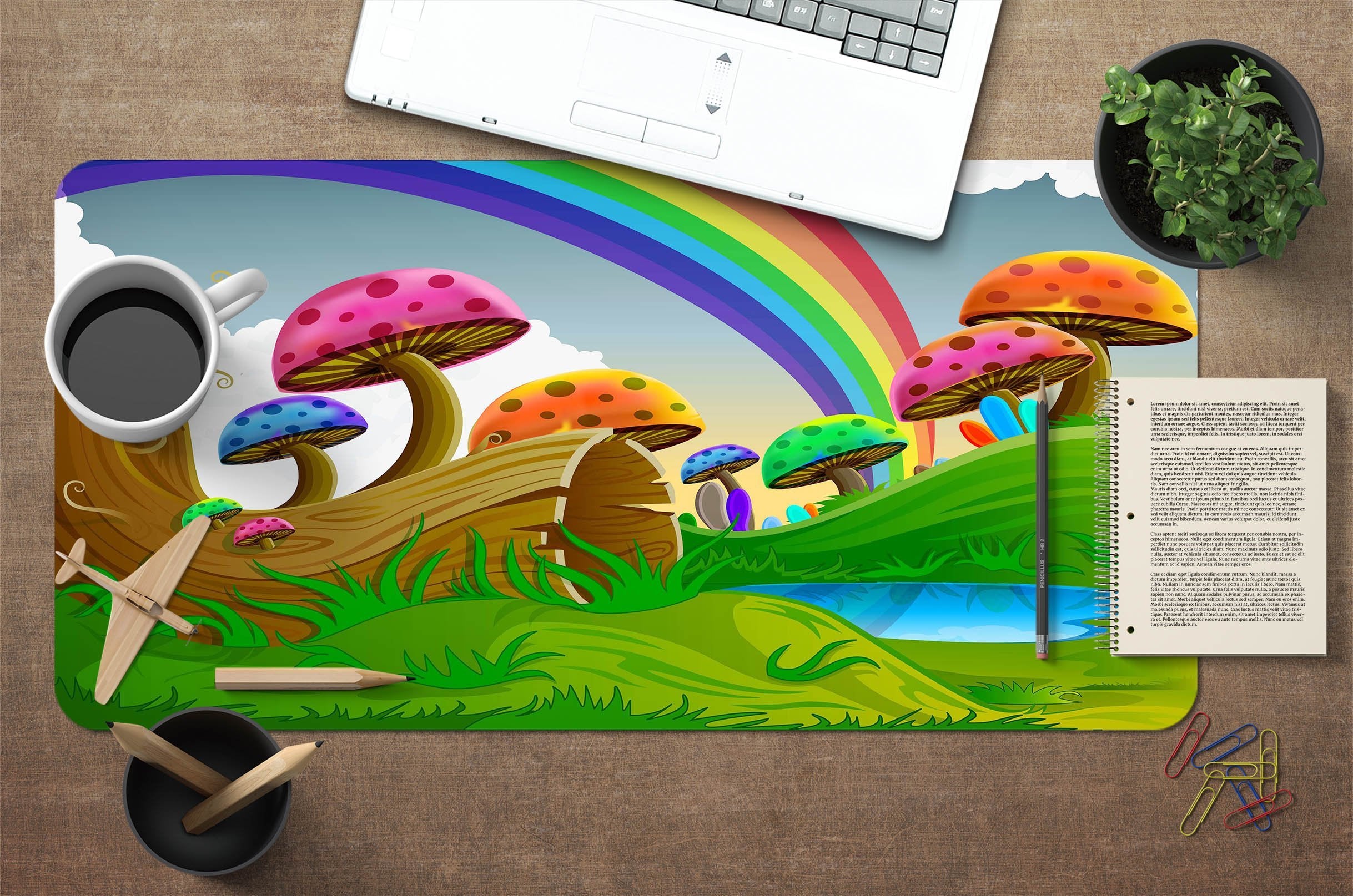 3D Rainbow Mushroom 020 Desk Mat Mat AJ Creativity Home