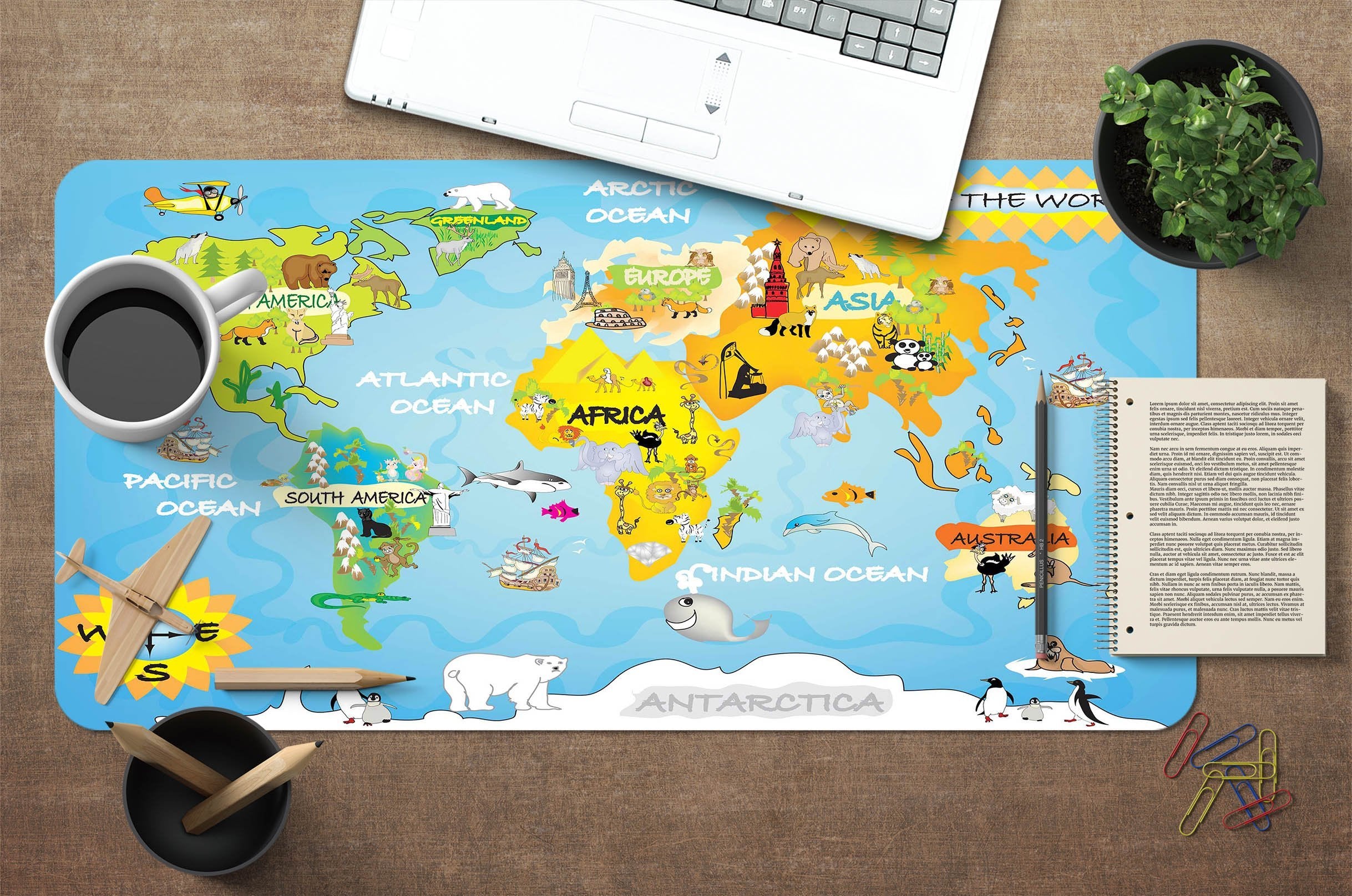 3D Animal Map 046 Desk Mat Mat AJ Creativity Home