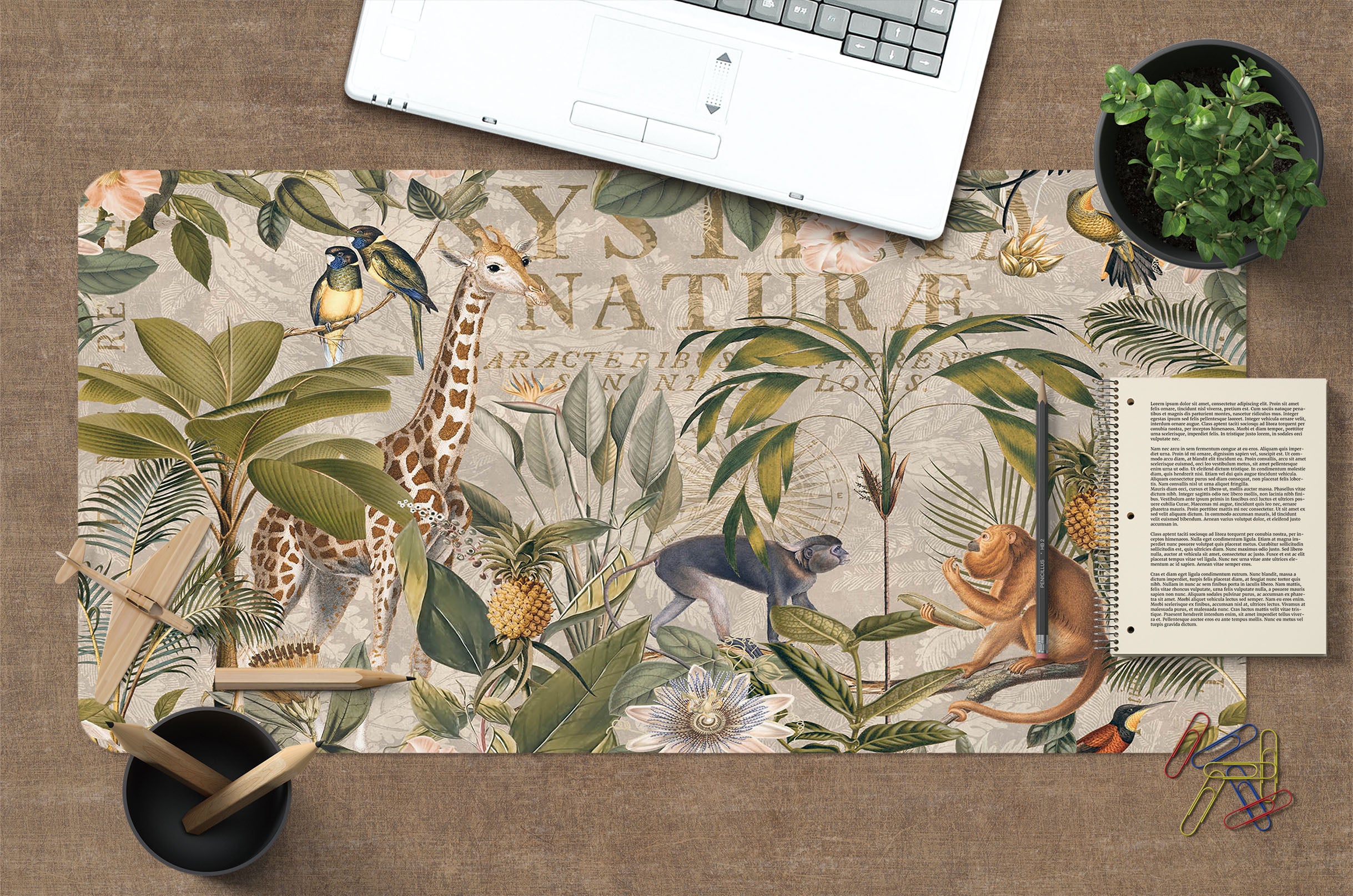 3D Bird Leaves Animal 5240 Andrea Haase Desk Mat