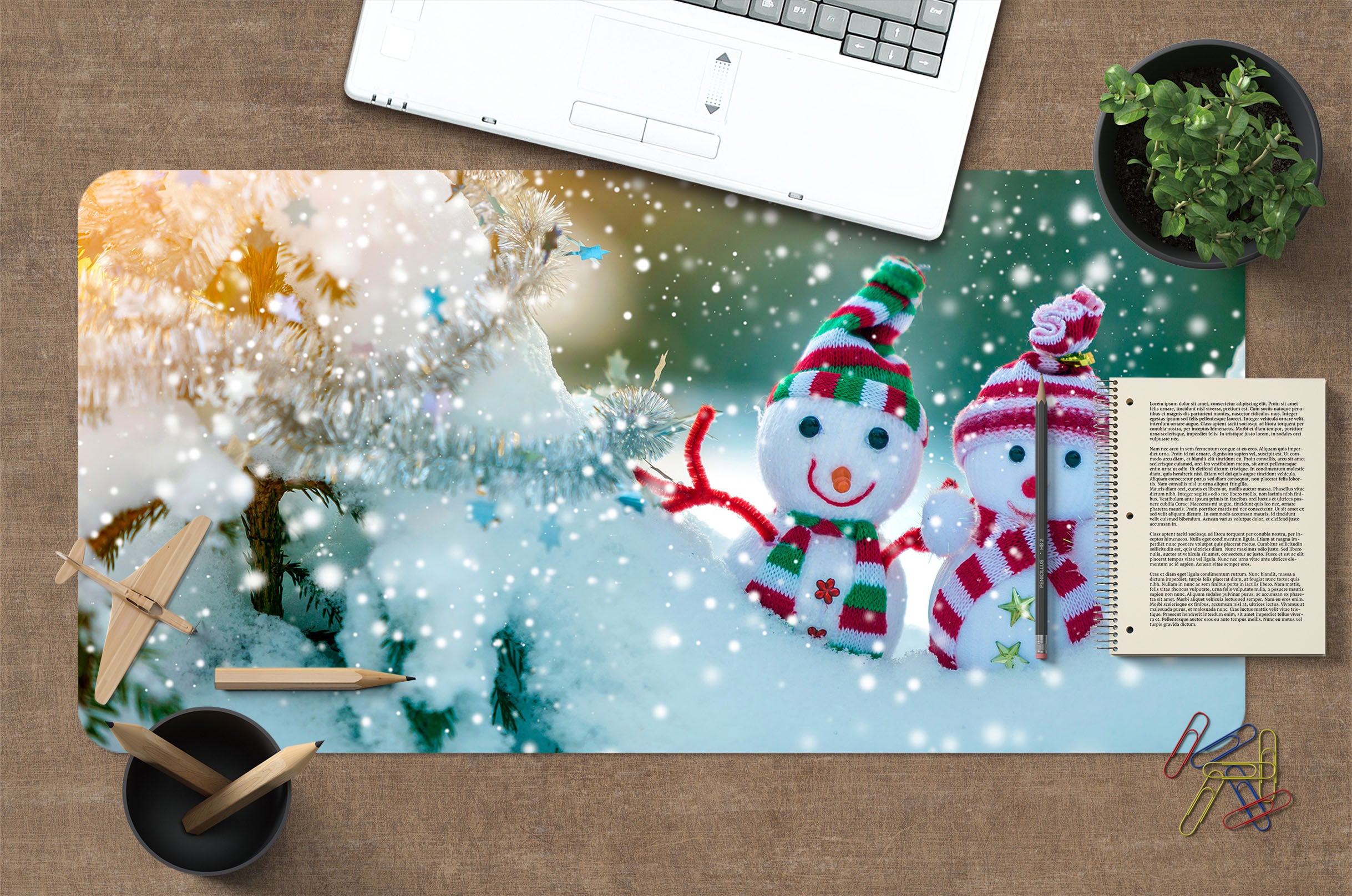 3D Snowman Doll 53230 Christmas Desk Mat Xmas