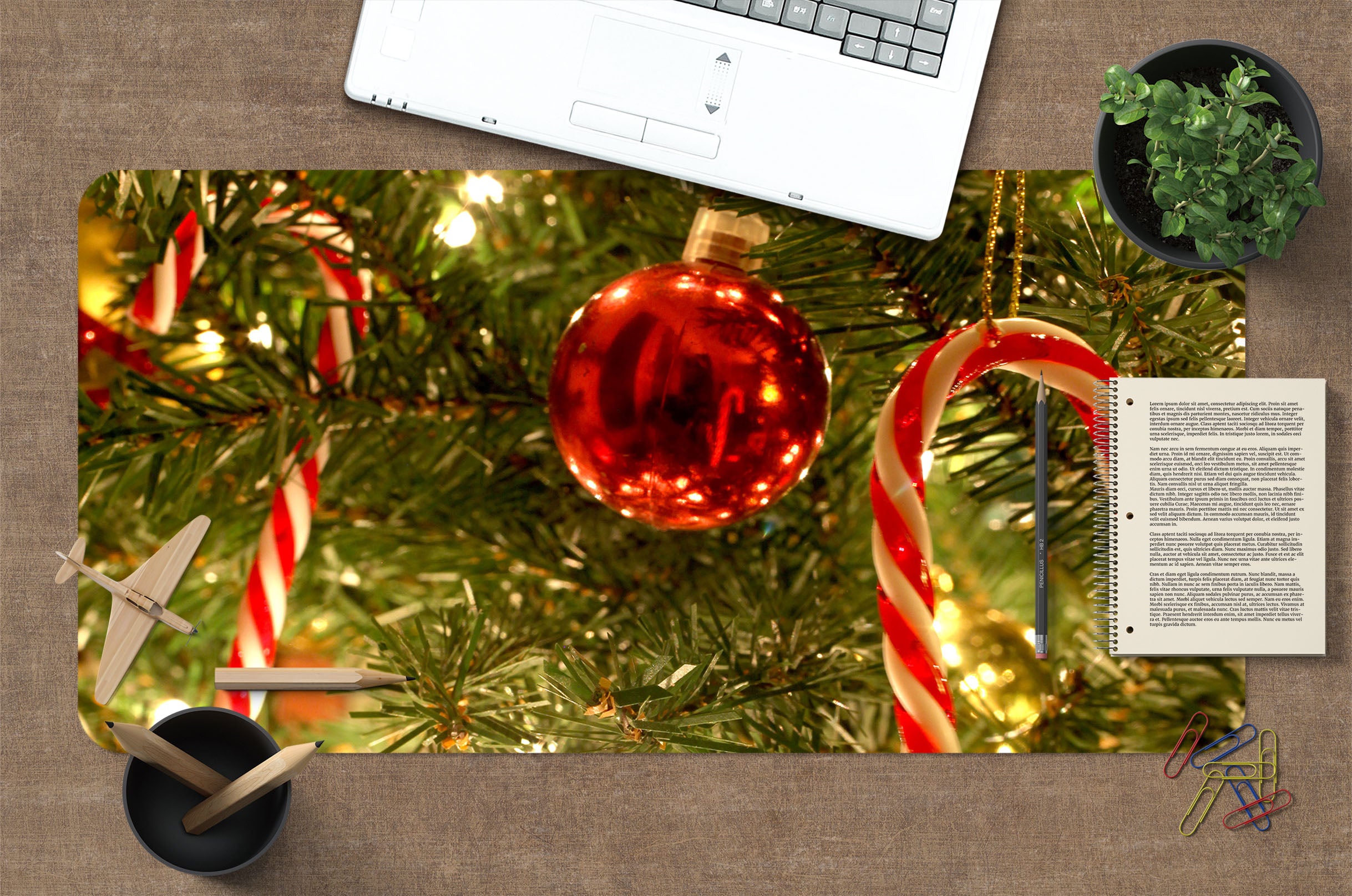 3D Ball Candy Cane Pendant 53218 Christmas Desk Mat Xmas