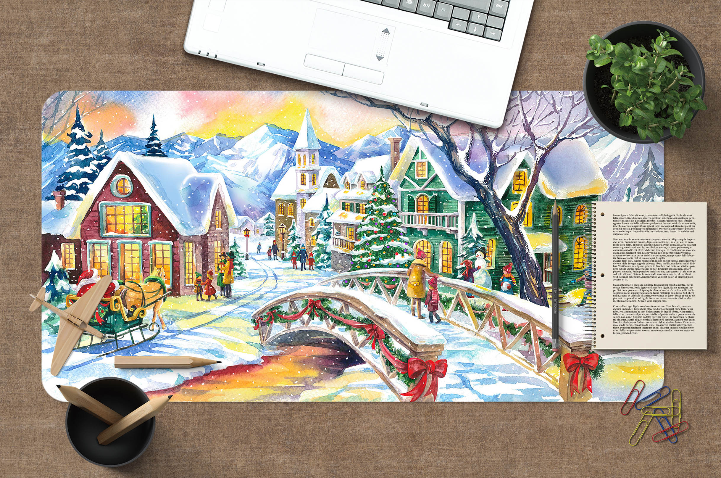 3D Snow House 53233 Christmas Desk Mat Xmas