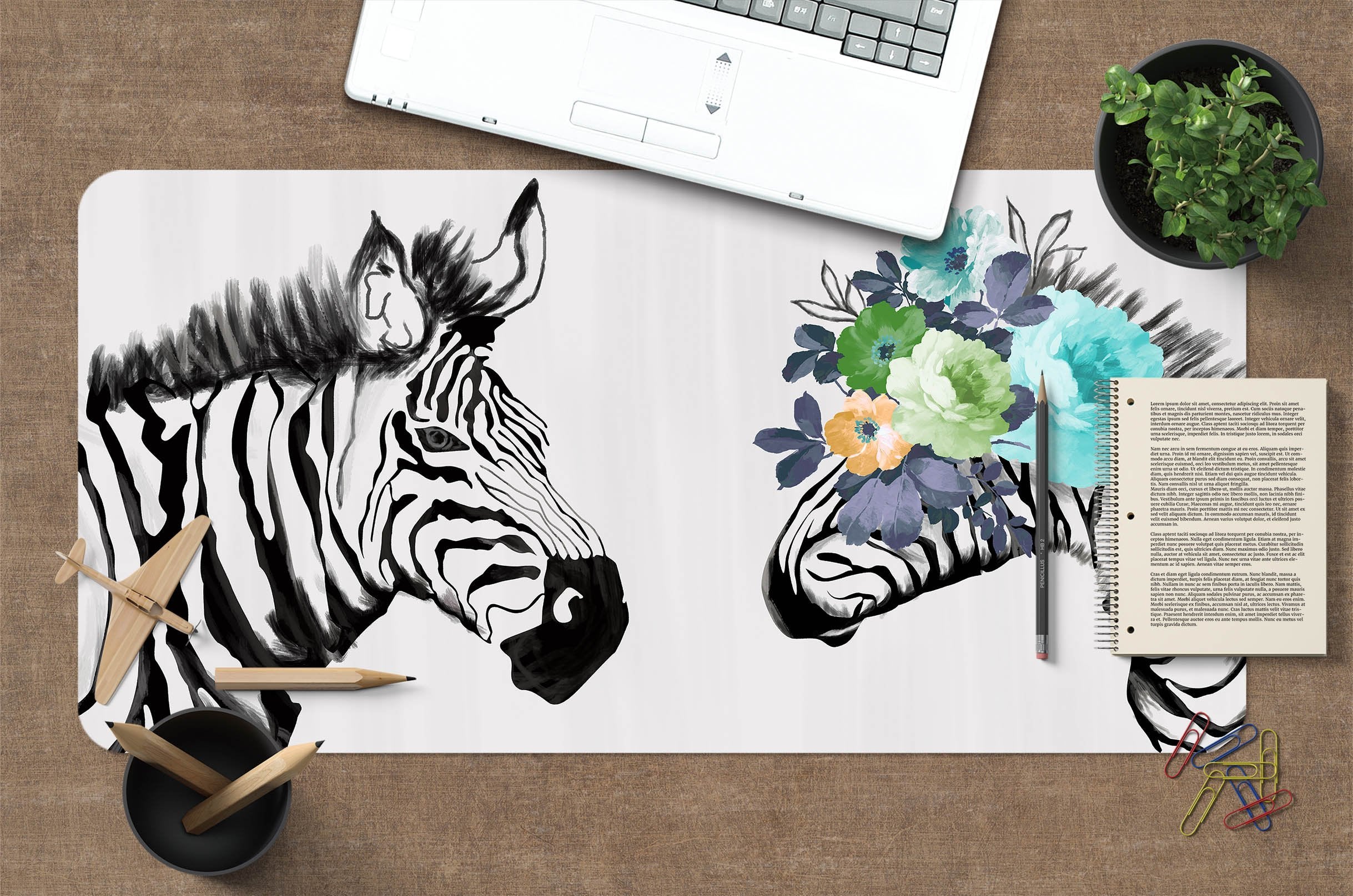 3D Rainbow Zebra 014 Desk Mat Mat AJ Creativity Home