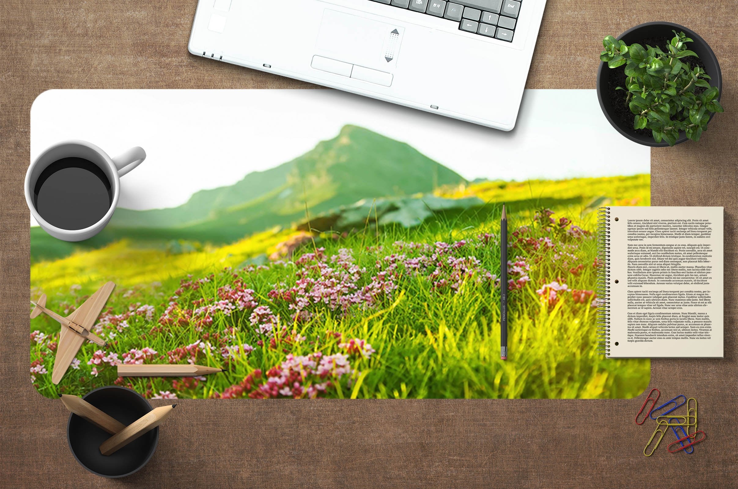 3D Mountain Flowers 021 Desk Mat Mat AJ Creativity Home