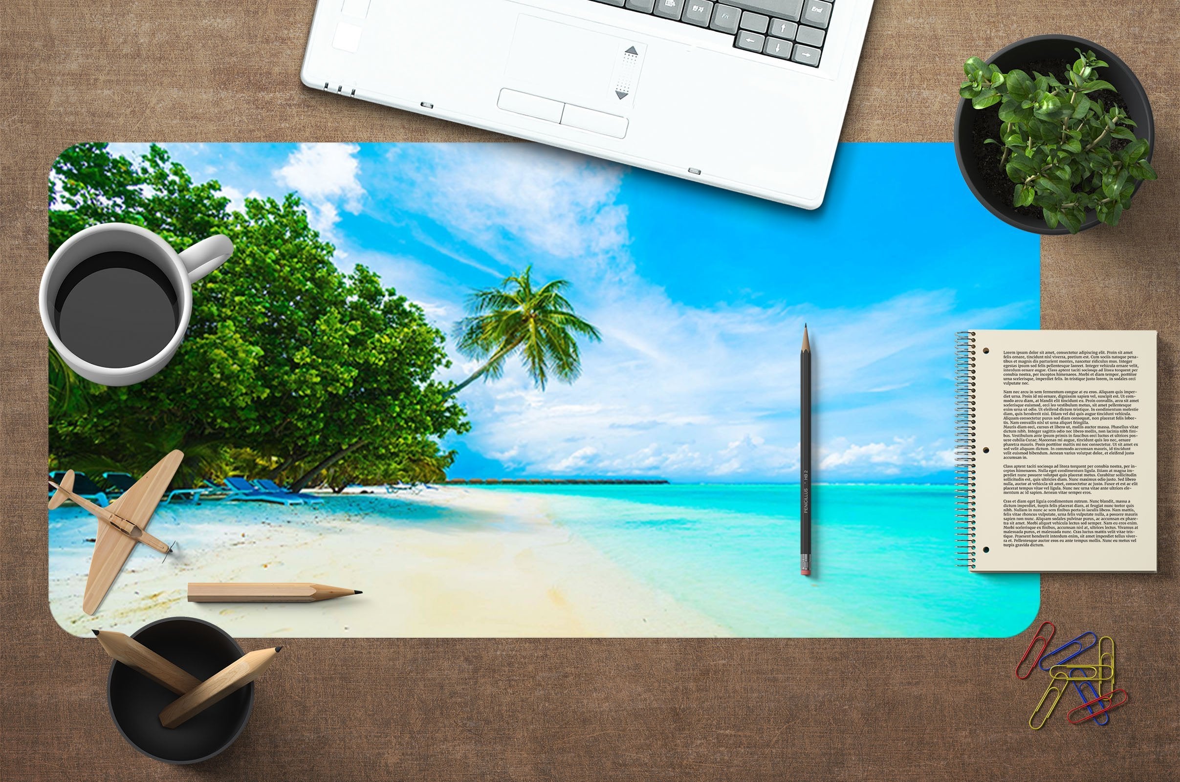 3D Ocean Coconut 020 Desk Mat Mat AJ Creativity Home