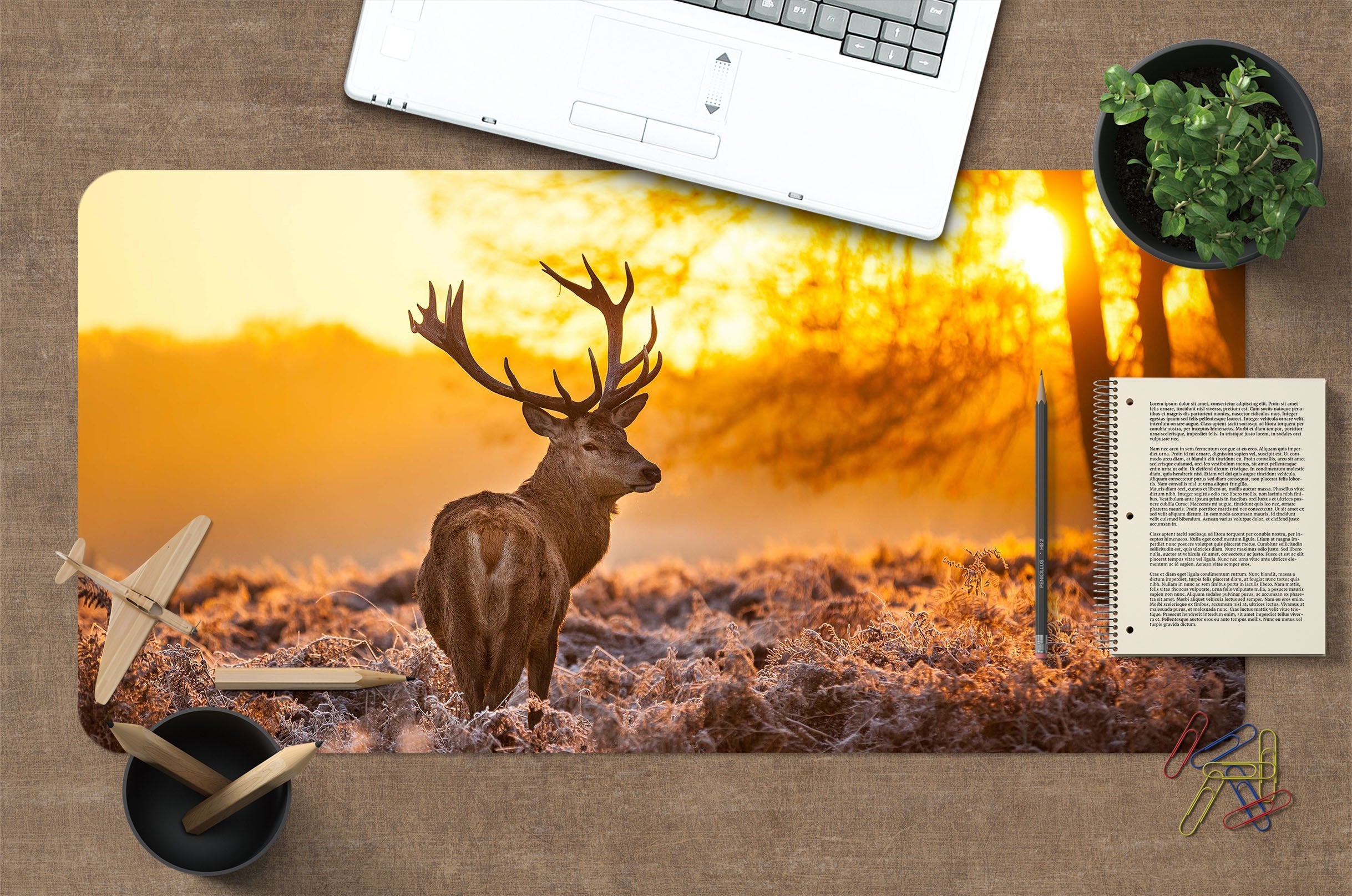3D Elk Sunset 108 Desk Mat Mat AJ Creativity Home