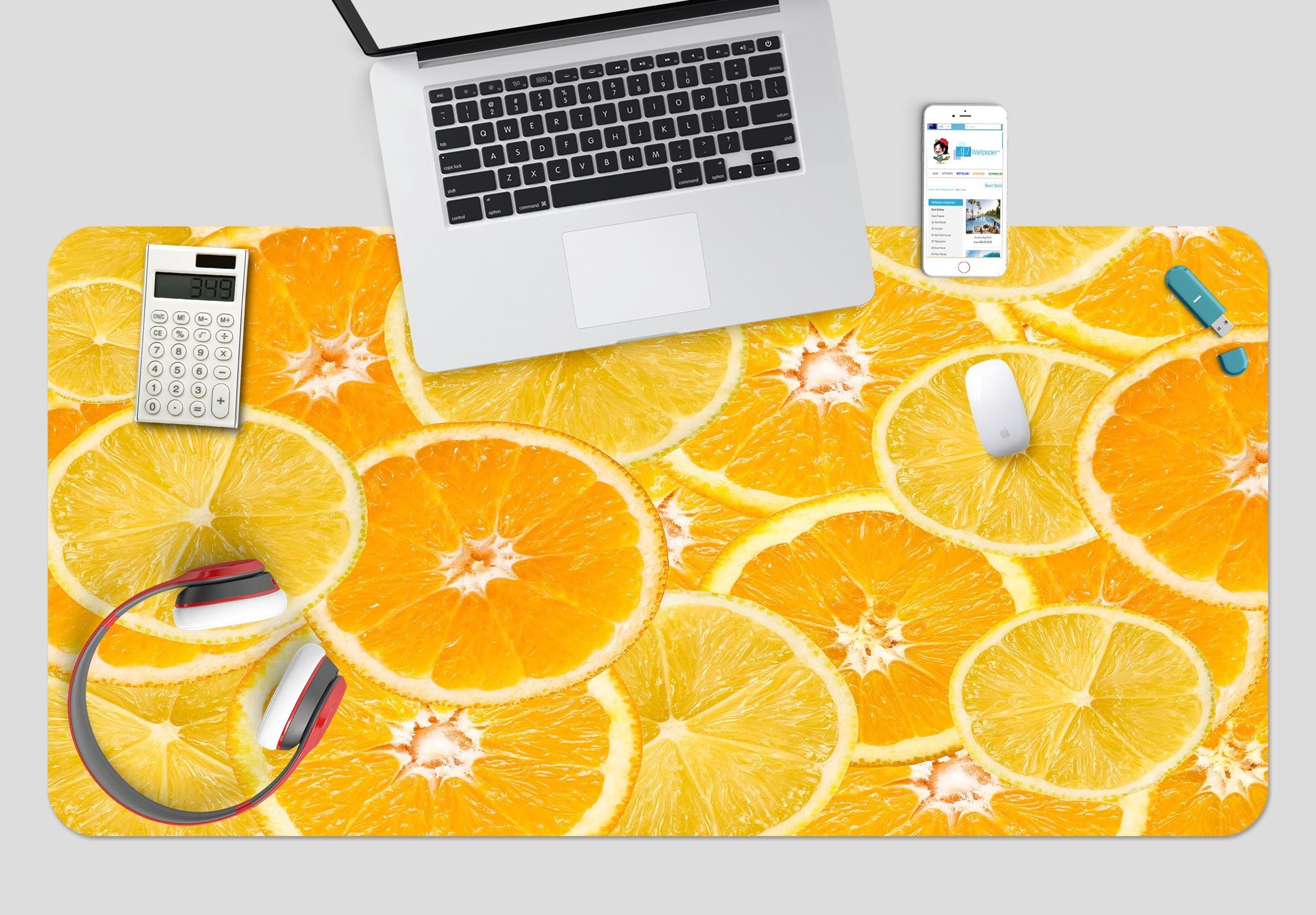 3D Orange Slices 143 Desk Mat Mat AJ Creativity Home