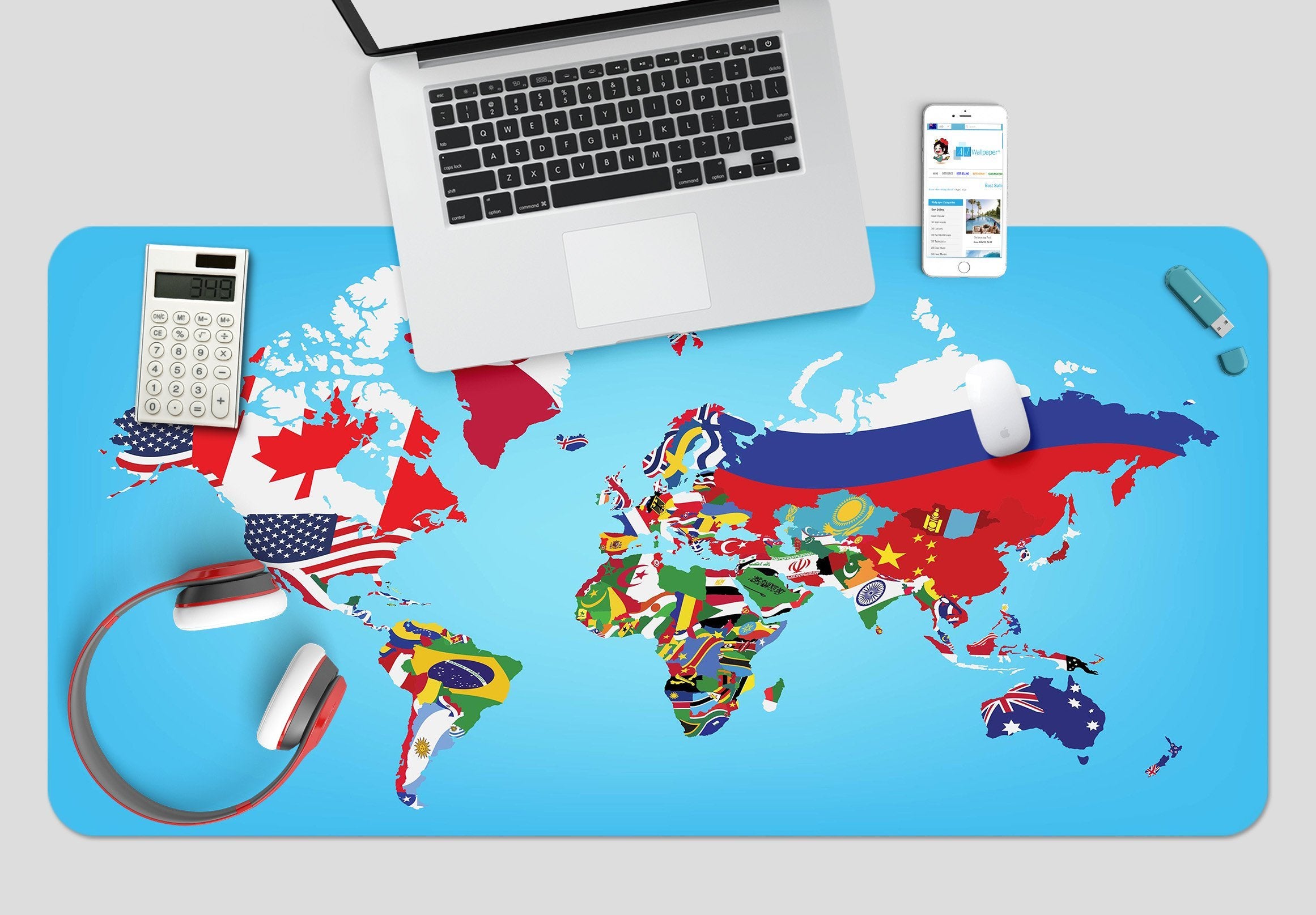 3D Flag Map 136 Desk Mat Mat AJ Creativity Home