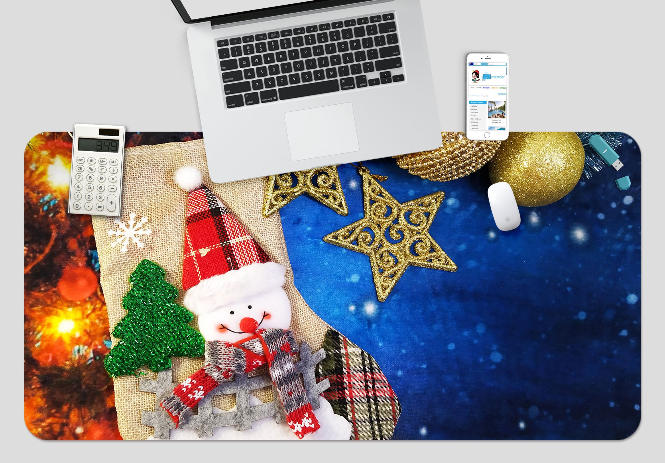 3D Snowman 53250 Christmas Desk Mat Xmas