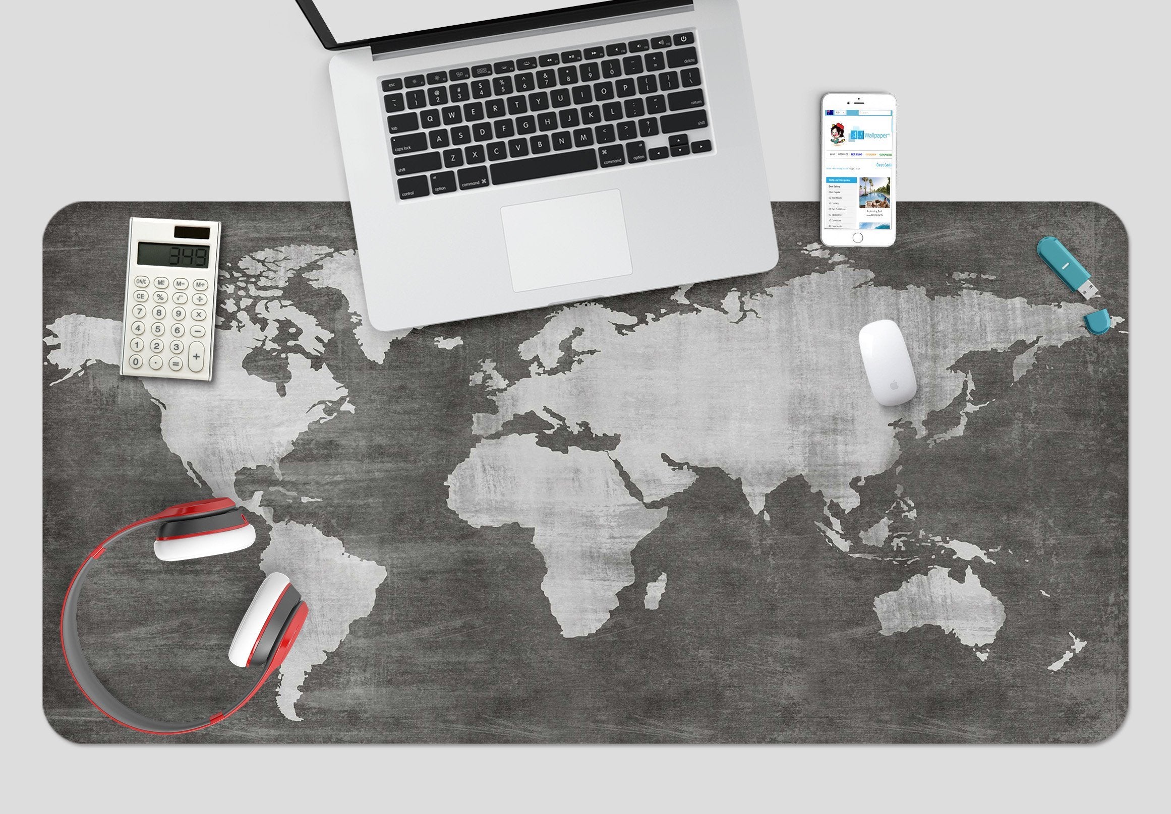 3D Black Map 121 Desk Mat Mat AJ Creativity Home