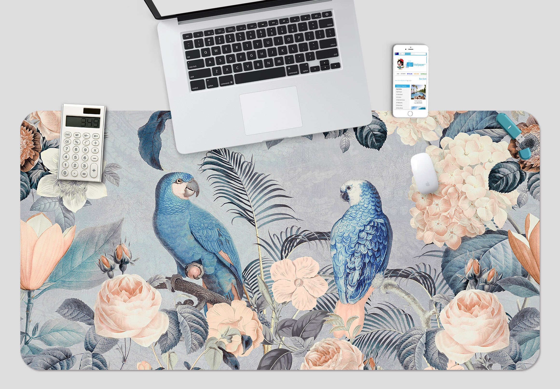 3D Two Parrots 5230 Andrea Haase Desk Mat