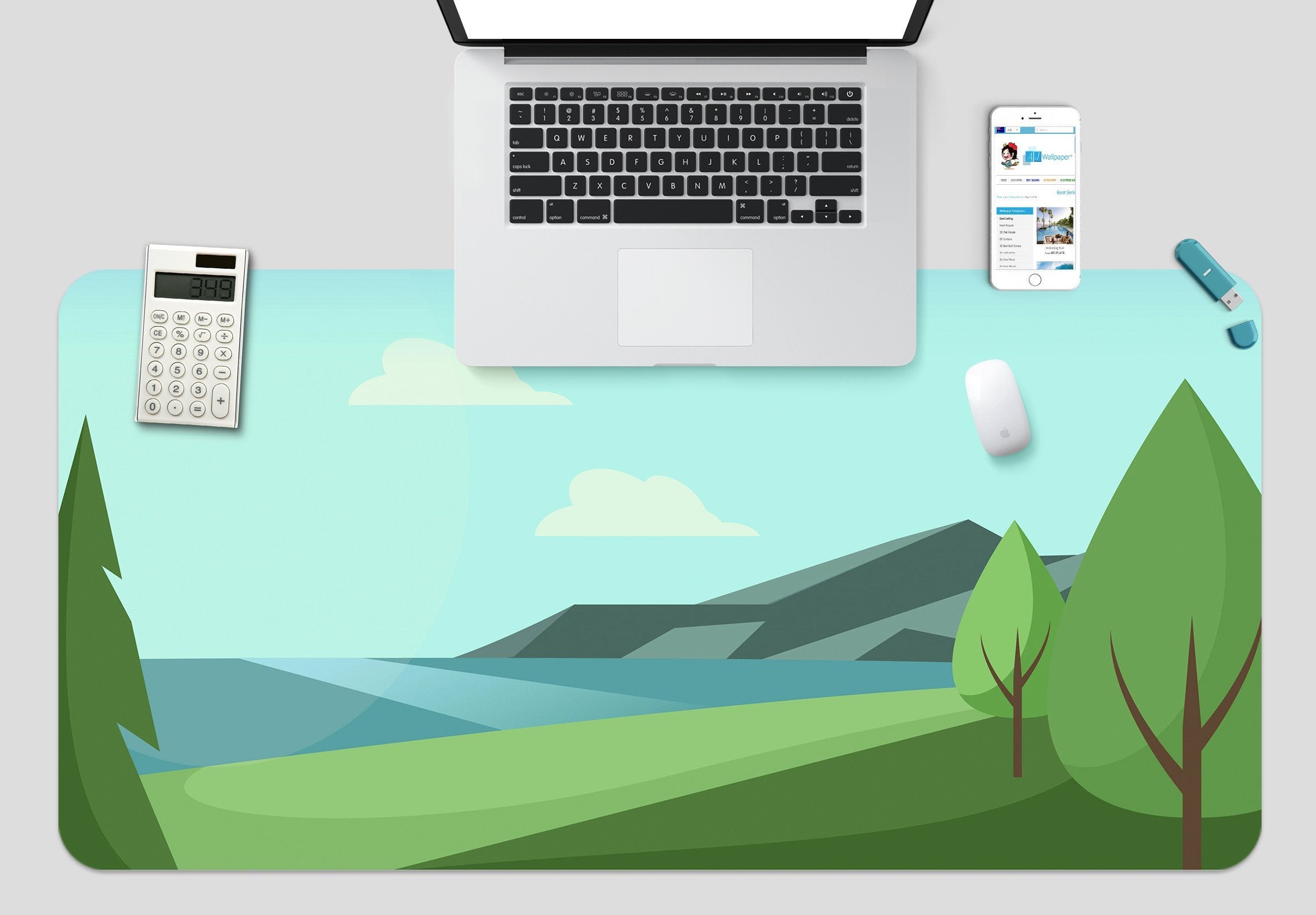 3D Mountain Tree 162 Desk Mat Mat AJ Creativity Home