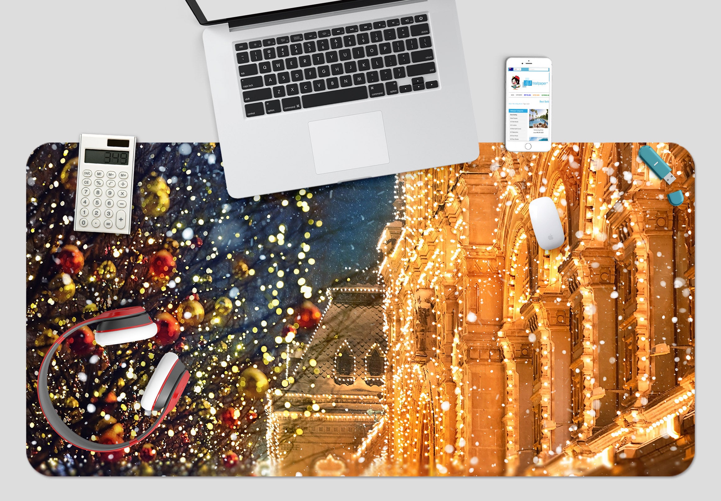 3D Light Houses 53239 Christmas Desk Mat Xmas