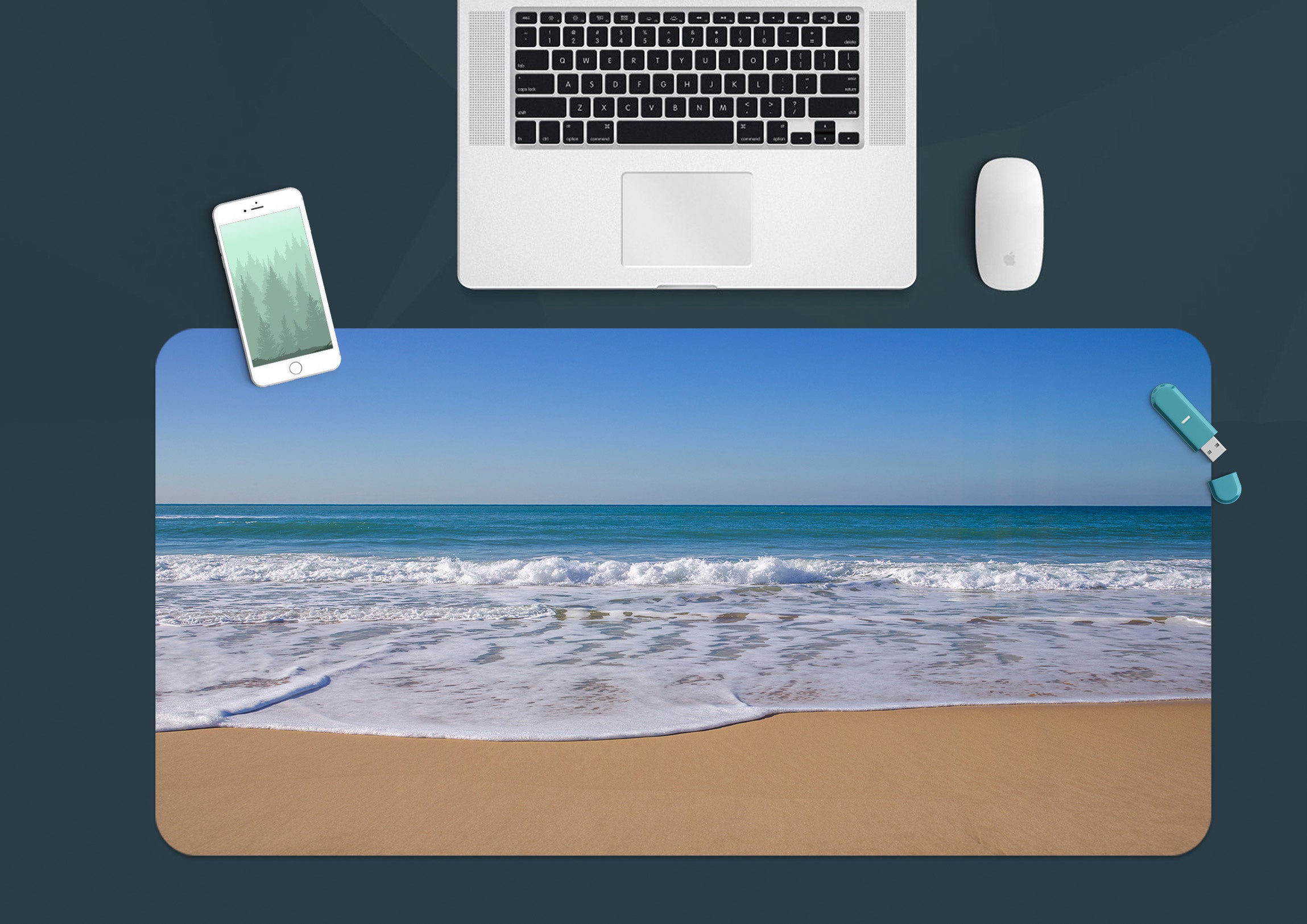 3D Beach Tide 12425 Assaf Frank Desk Mat