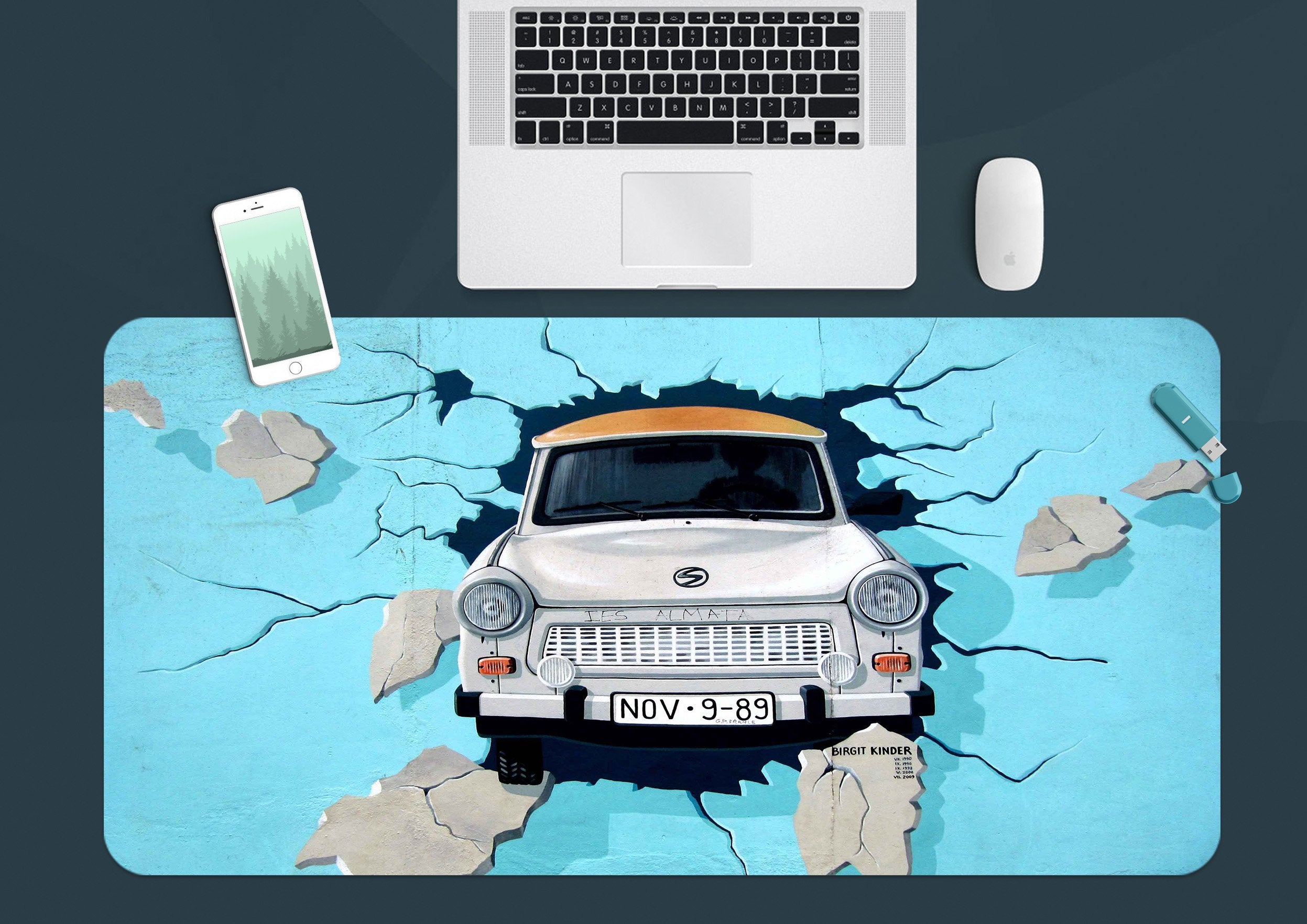 3D Broken Wall 156 Desk Mat Mat AJ Creativity Home