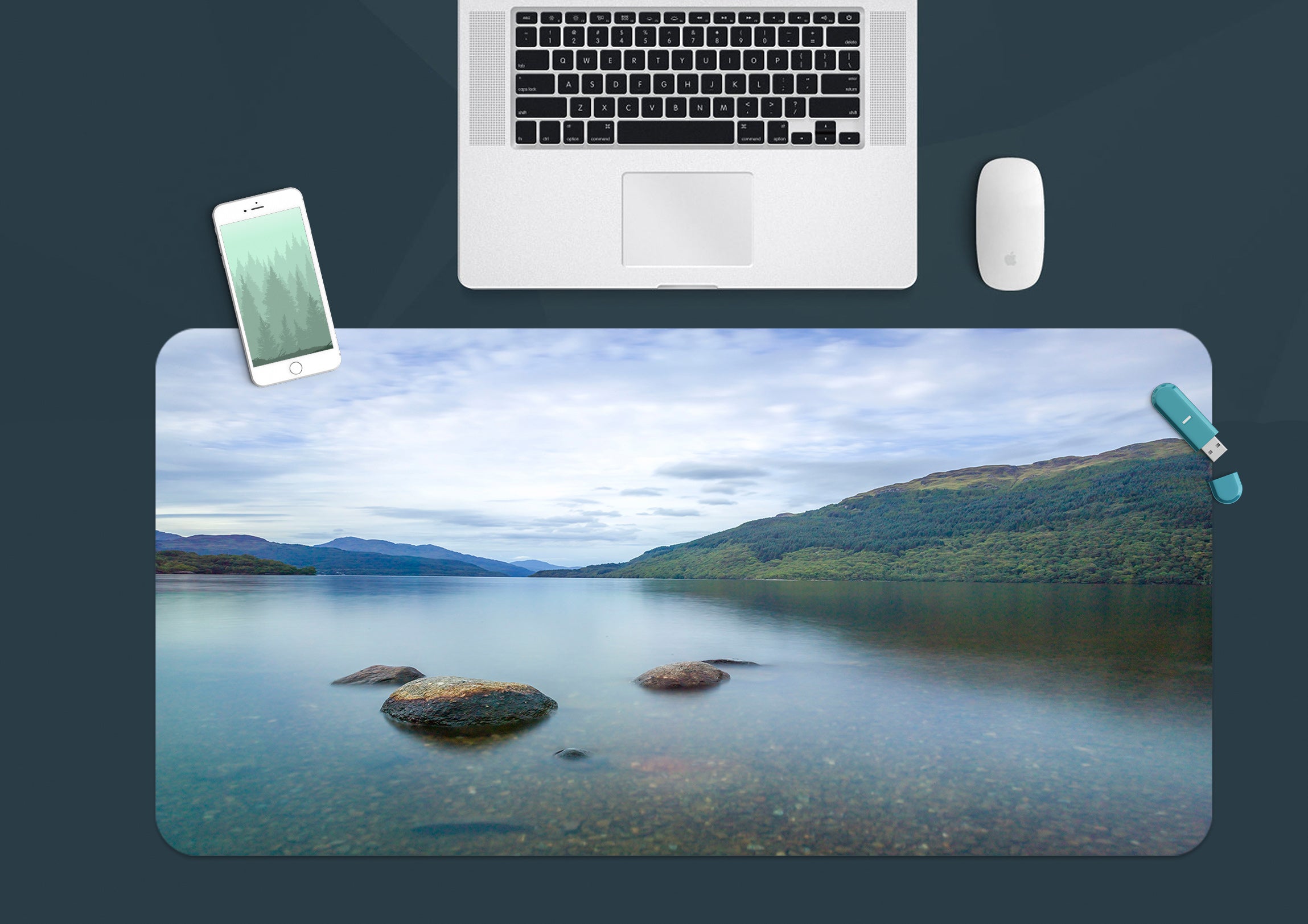 3D Mountains Rivers 12419 Assaf Frank Desk Mat