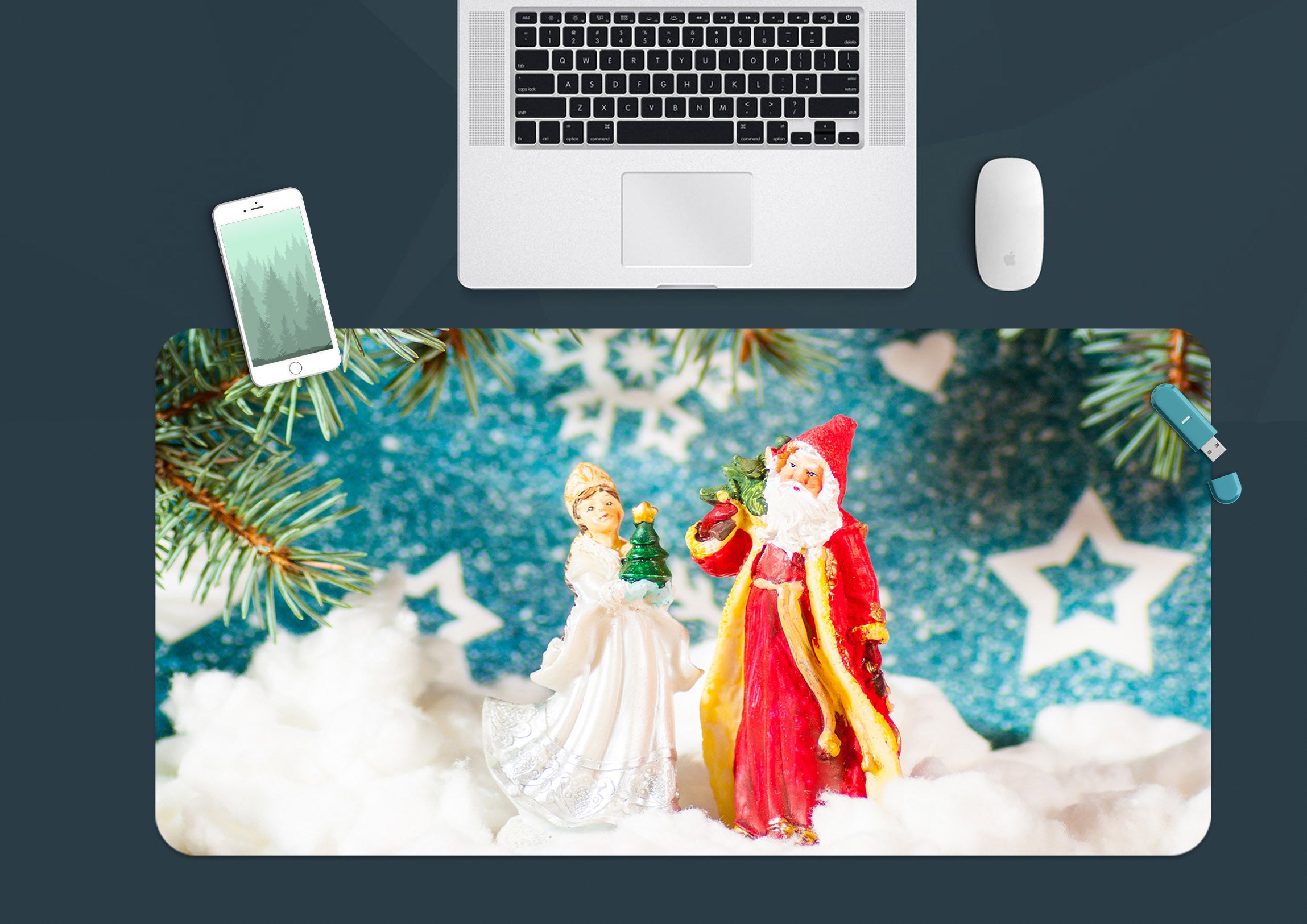 3D Santa Claus Ornaments 53213 Christmas Desk Mat Xmas