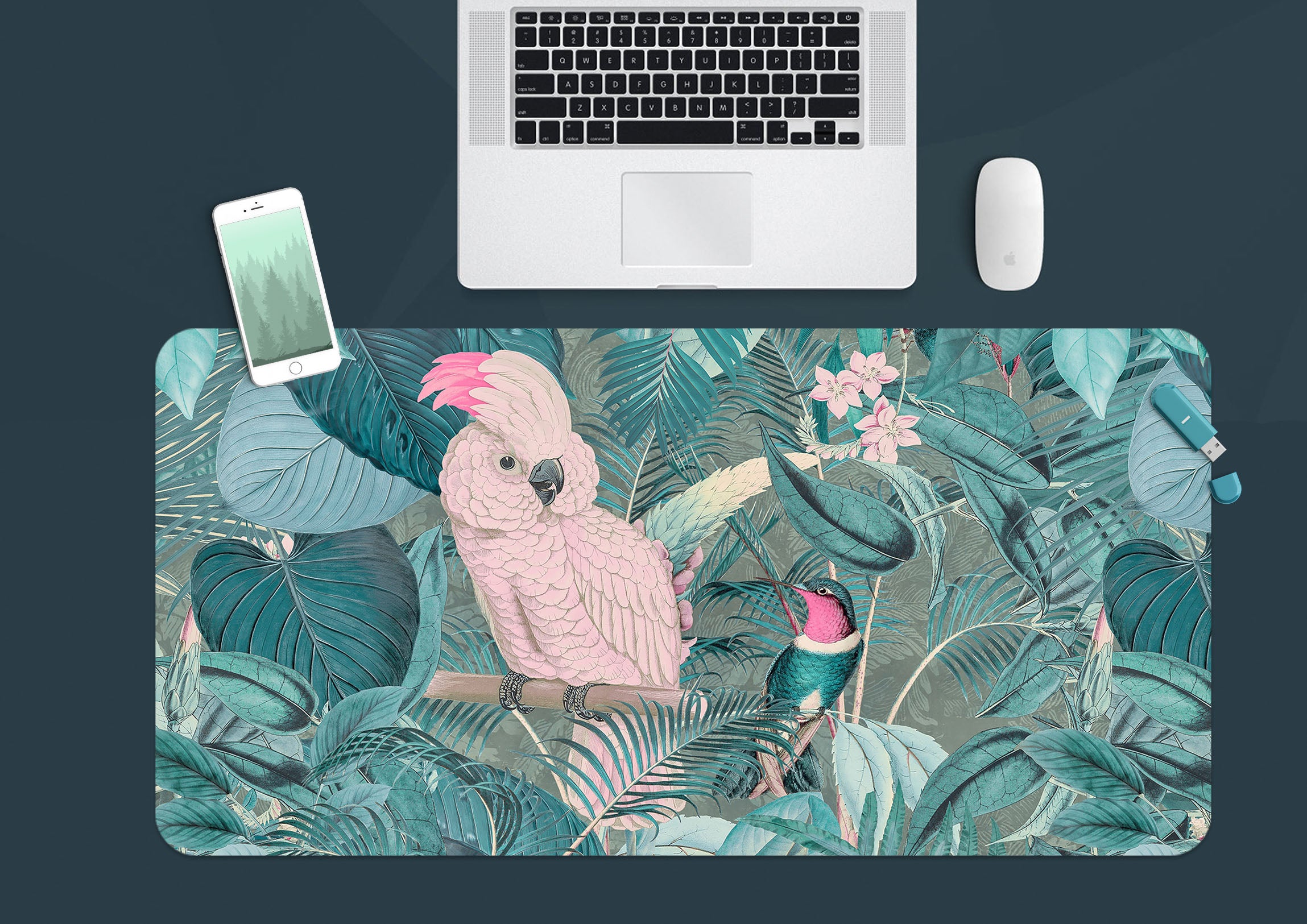 3D Parrot Leaves 5227 Andrea Haase Desk Mat