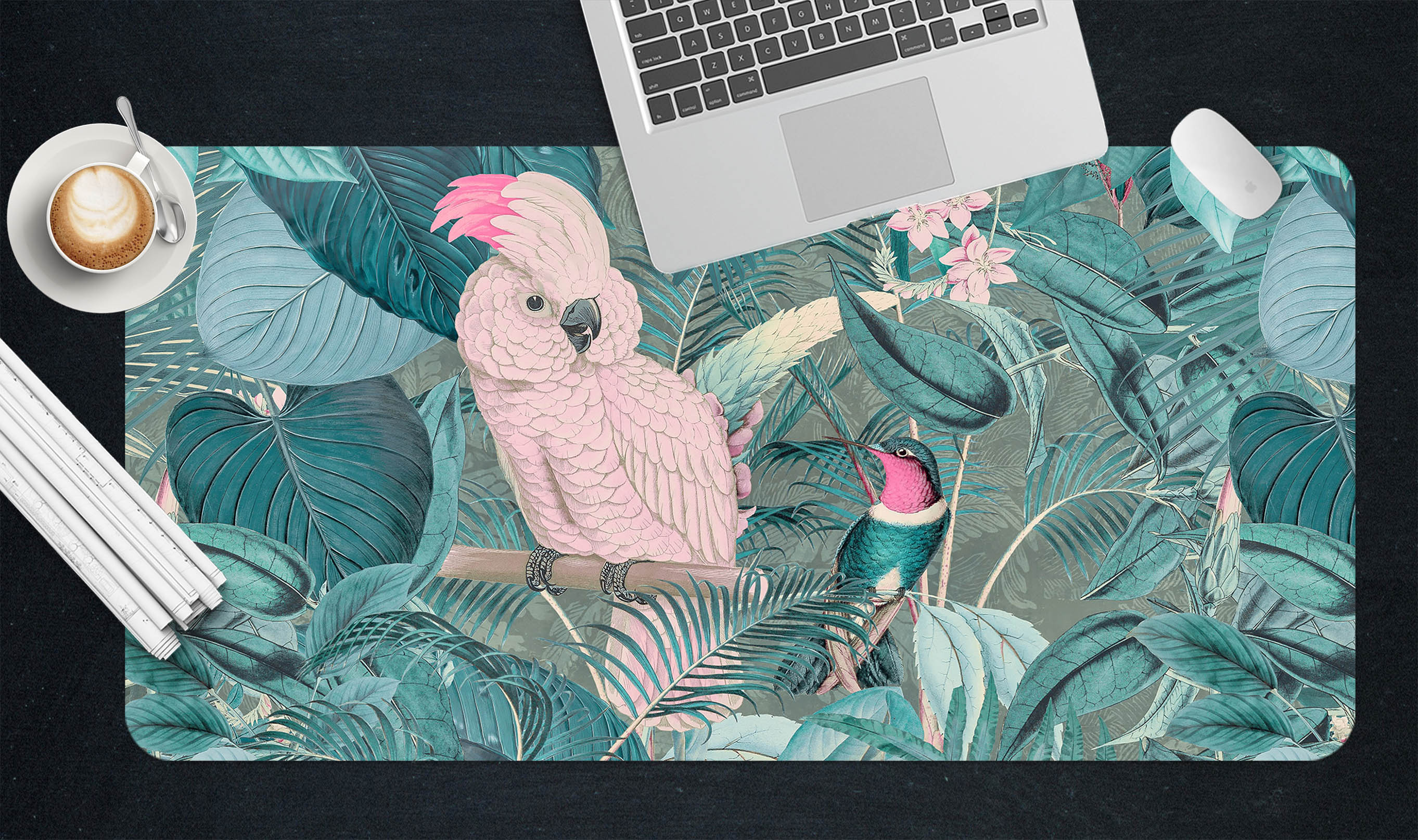 3D Parrot Leaves 5227 Andrea Haase Desk Mat