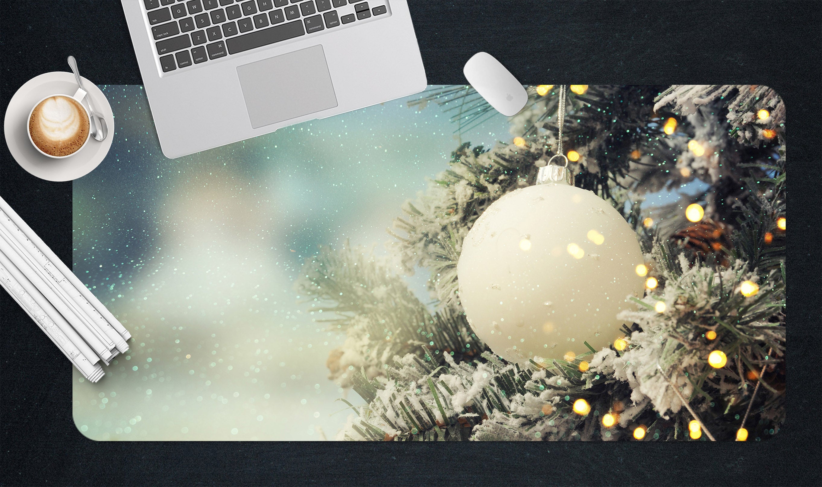 3D White Ball 53183 Christmas Desk Mat Xmas