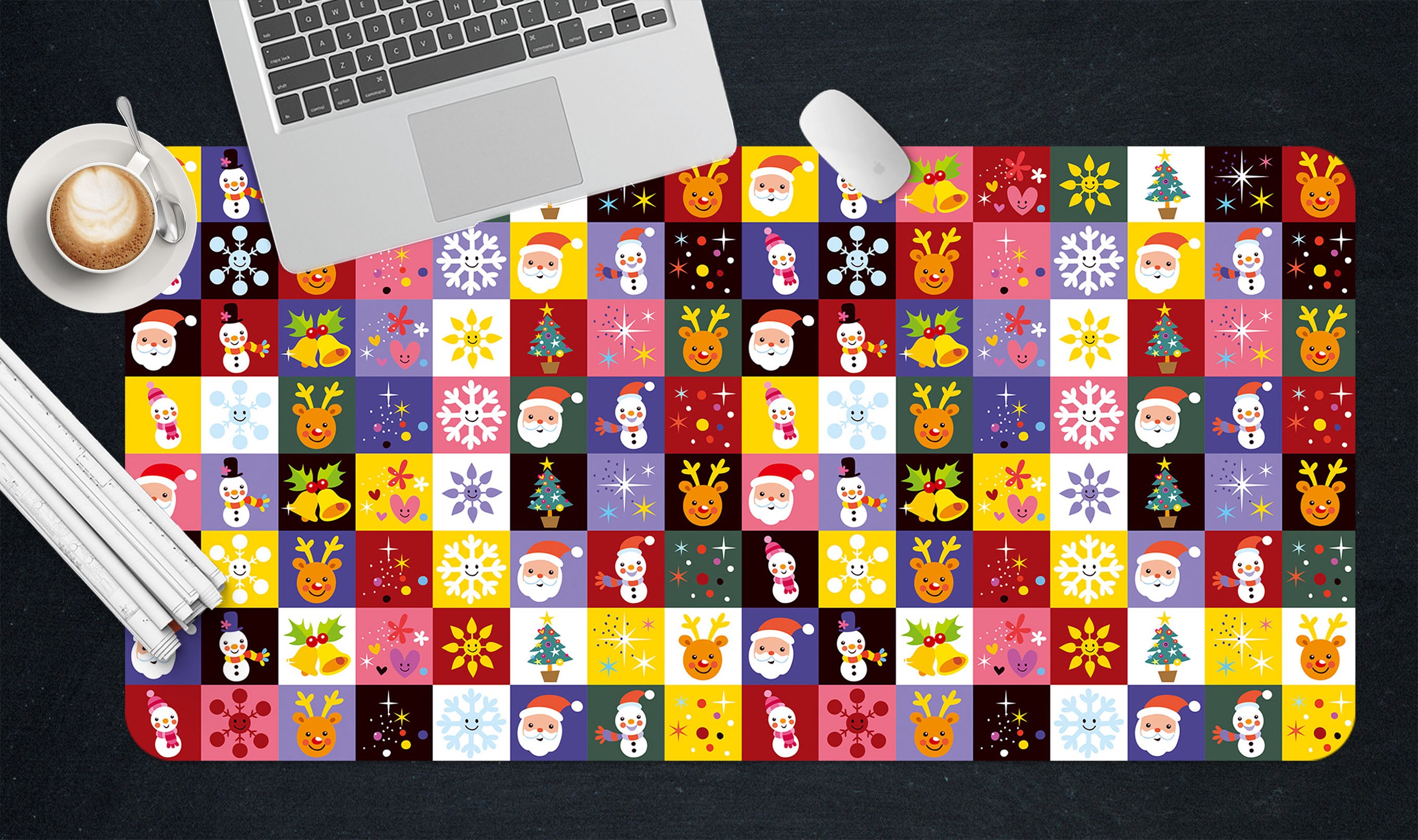3D Colored Square 53153 Christmas Desk Mat Xmas