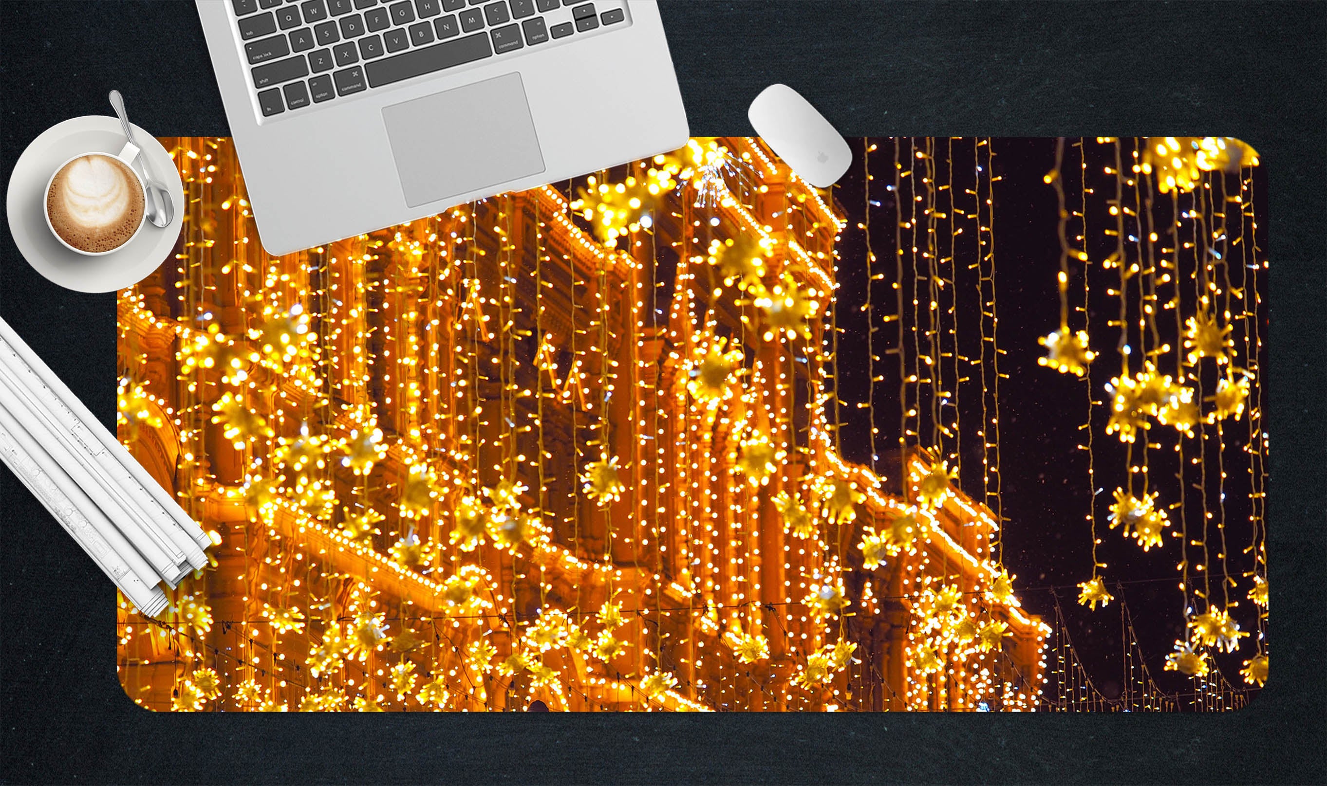 3D String Light Building 53214 Christmas Desk Mat Xmas