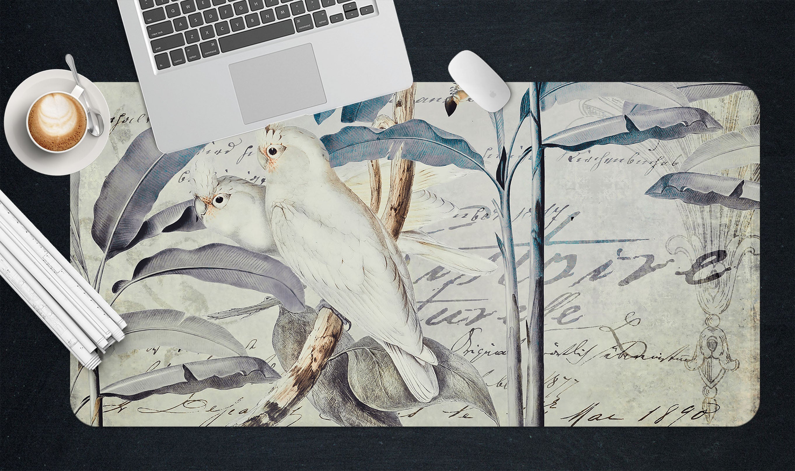 3D Bird Leaves 5232 Andrea Haase Desk Mat