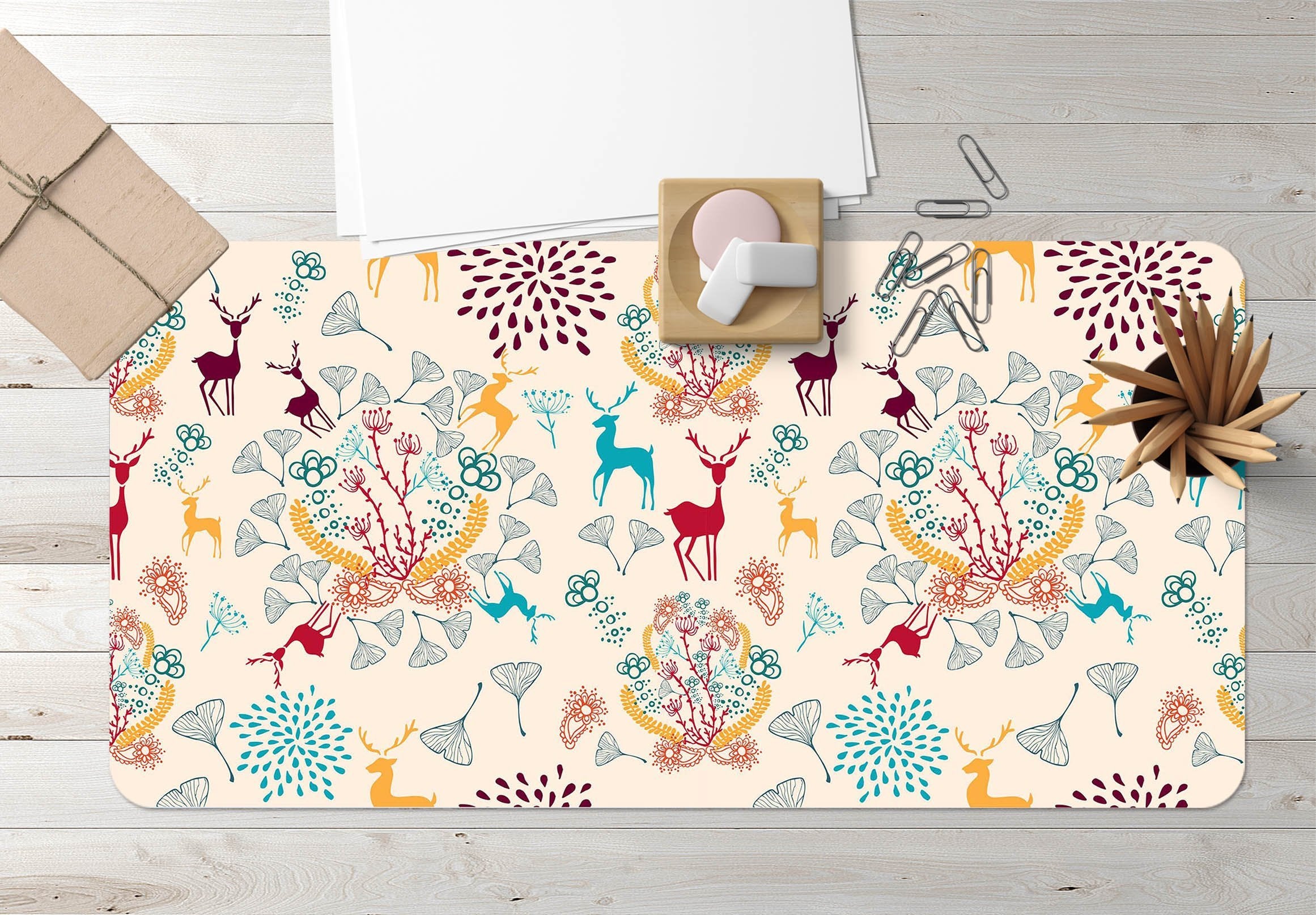 3D Color Deer Pattern 020 Desk Mat Mat AJ Creativity Home