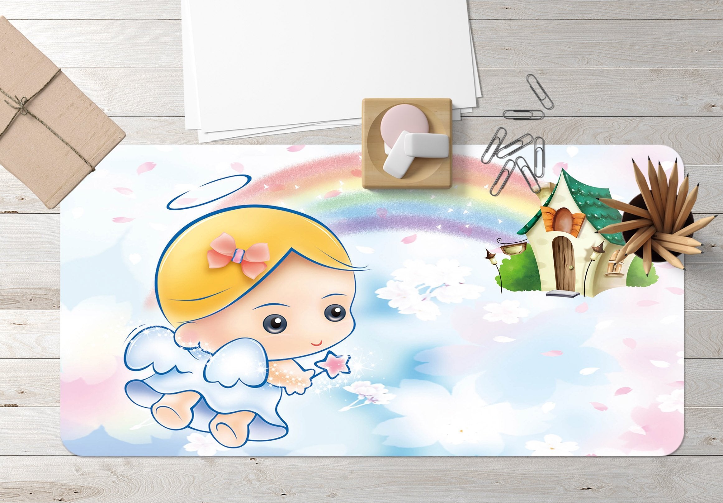3D Cartoon Rainbow 051 Desk Mat Mat AJ Creativity Home