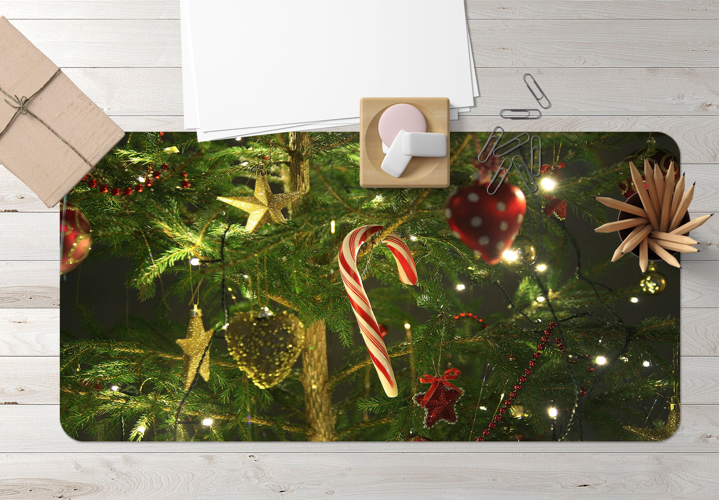 3D Tree Candy Cane Pendant 53163 Christmas Desk Mat Xmas